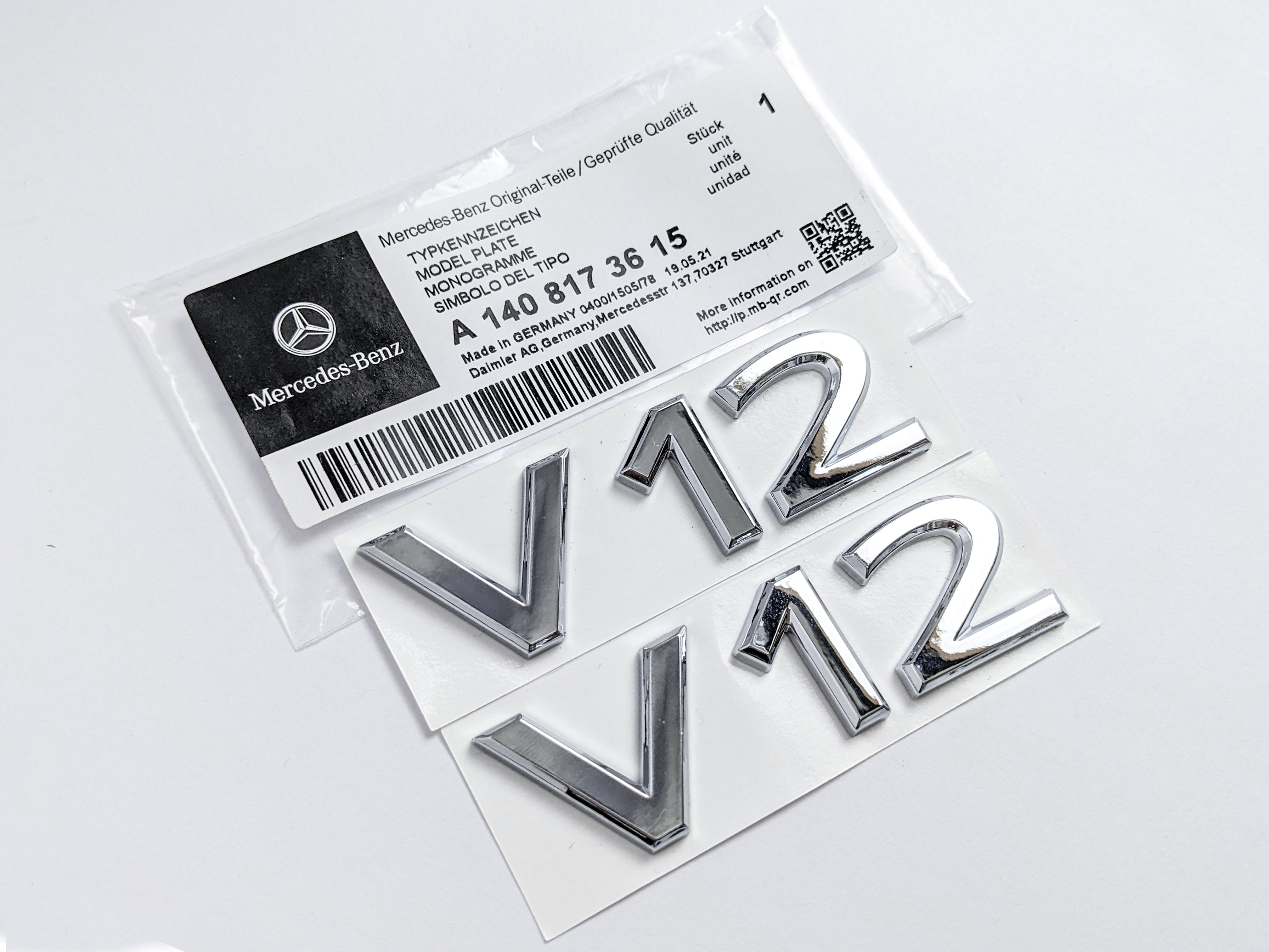 Mercedes Benz V12 AMG Emblem Fender Side Badge Chrome Nameplate NEW Italiaspares