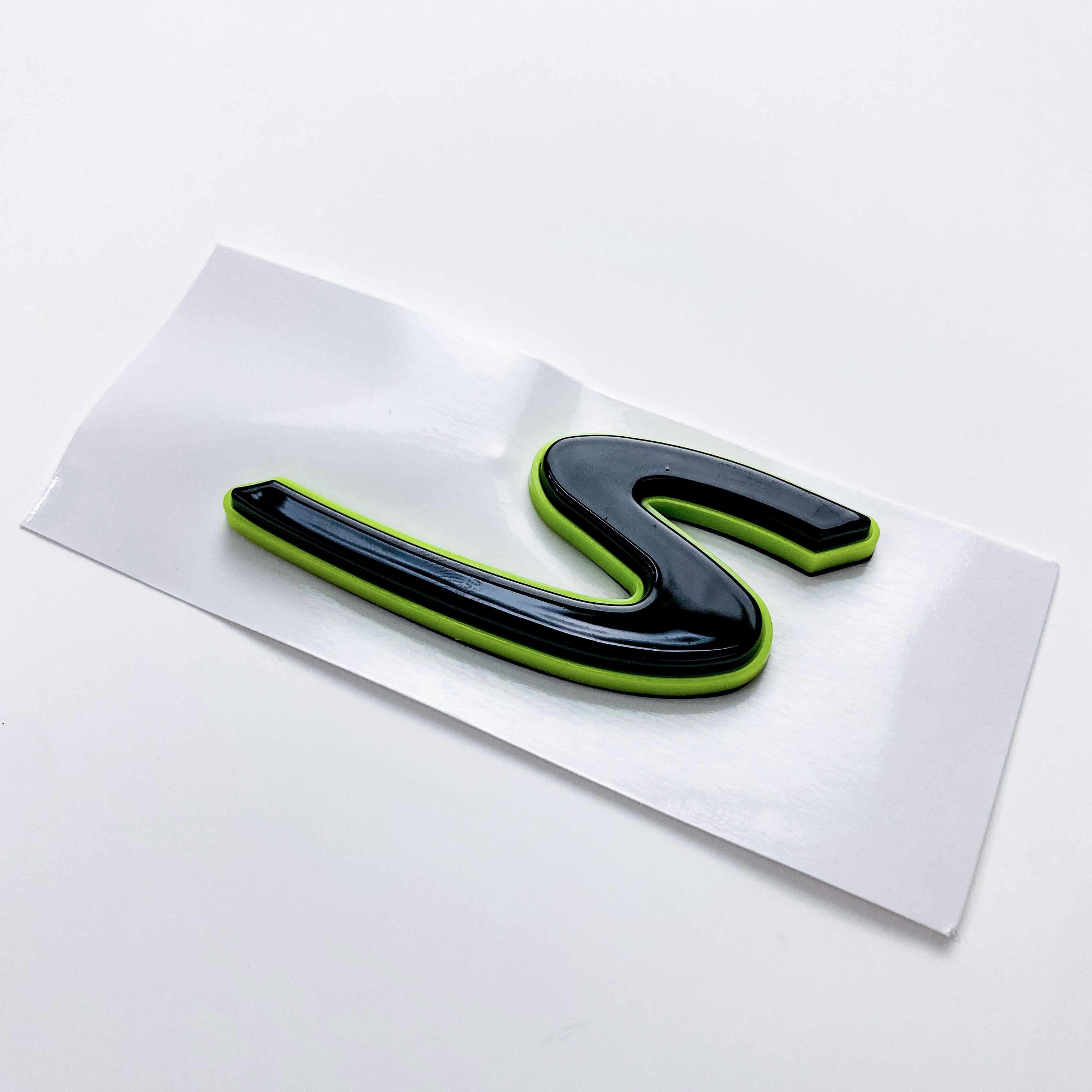 Porsche “S” Rear Emblem Badge Logo Nameplate Letter Green Base Black 971853675Q Italiaspares