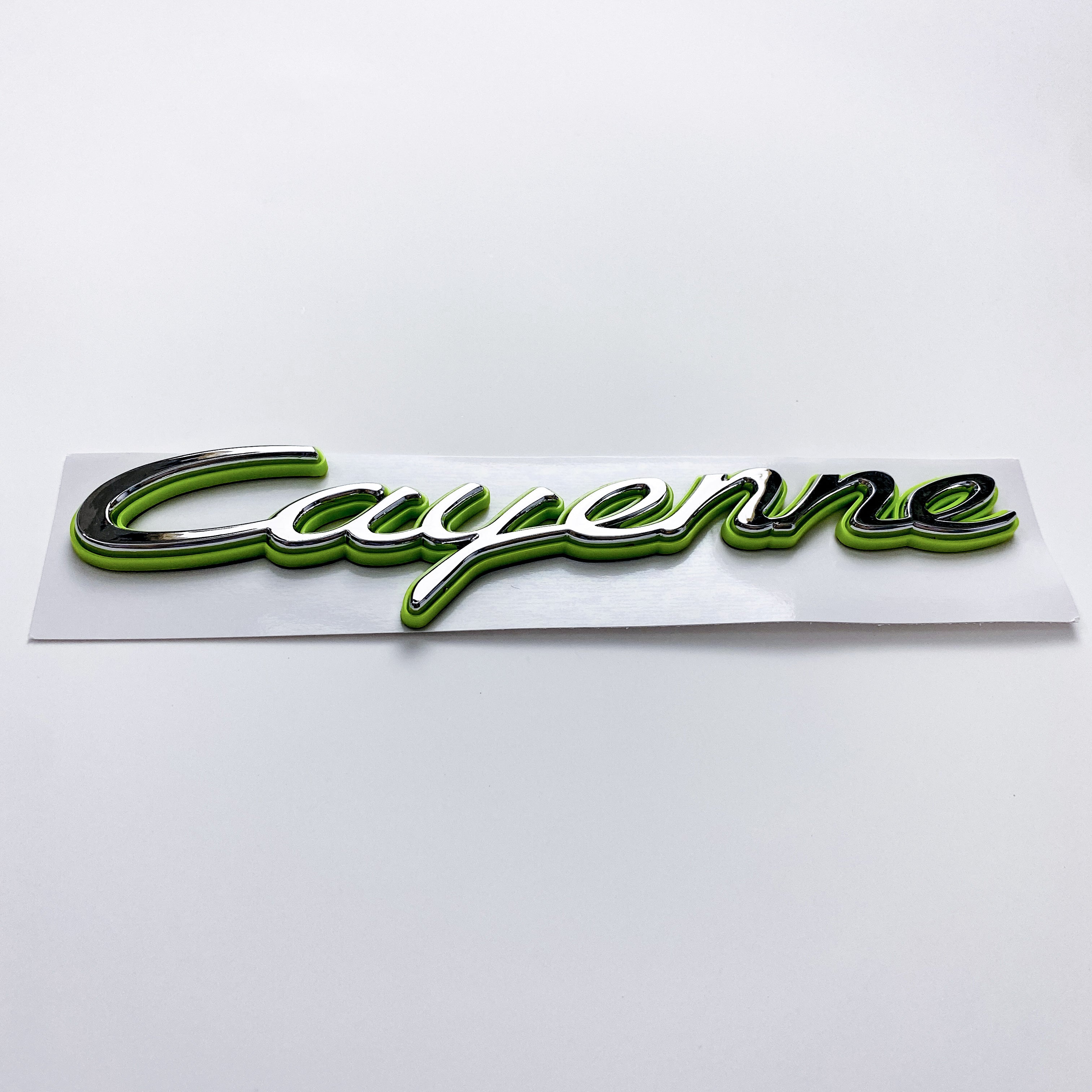 Porsche "Cayenne" Rear Trunk Emblem Decal Badge Green Base Sliver 9Y3853675 Italiaspares