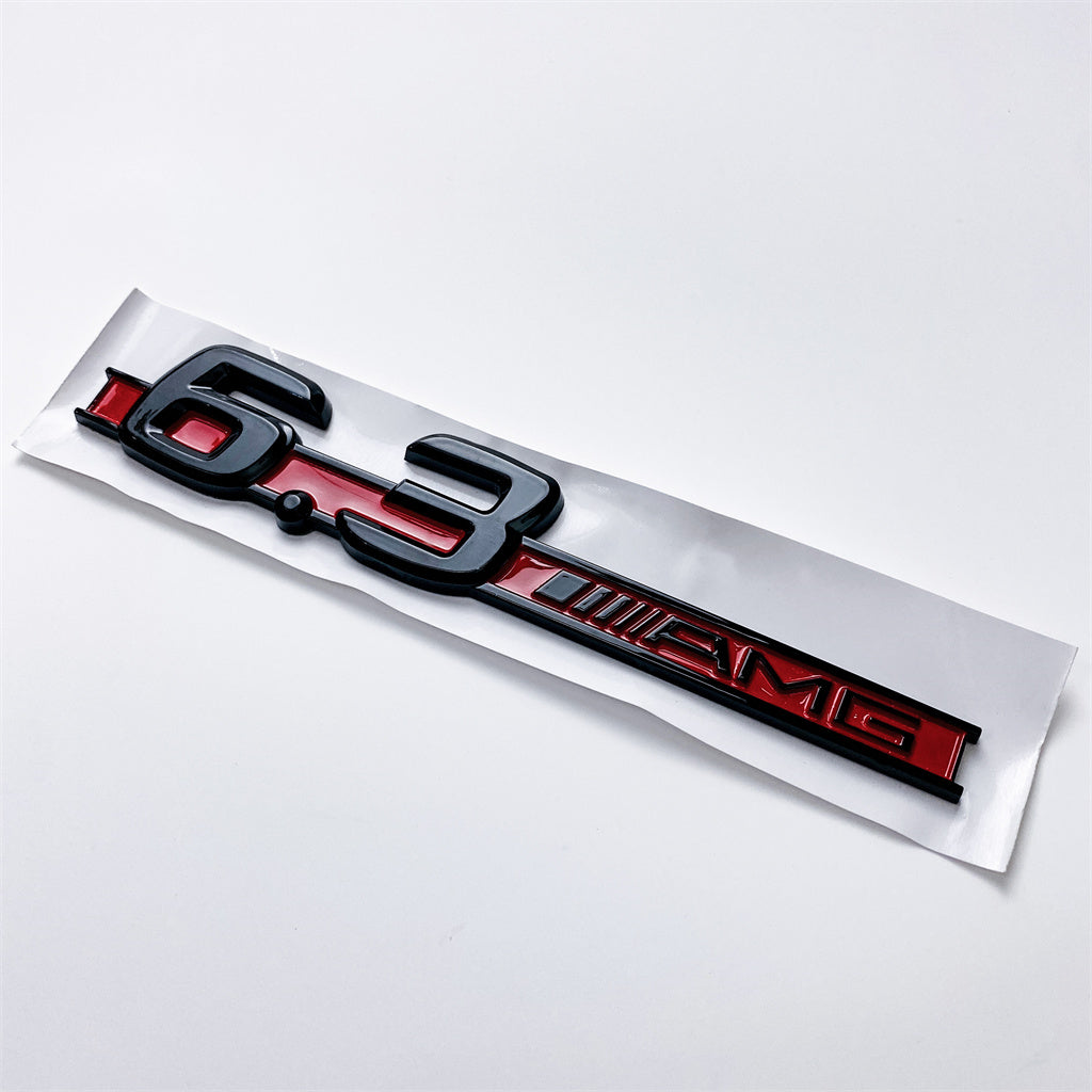 Mercedes Benz 6.3 AMG Side Wing Badge Emblem Black & Red C63 E63 S63 CLS63 A2228170315 Italiaspares