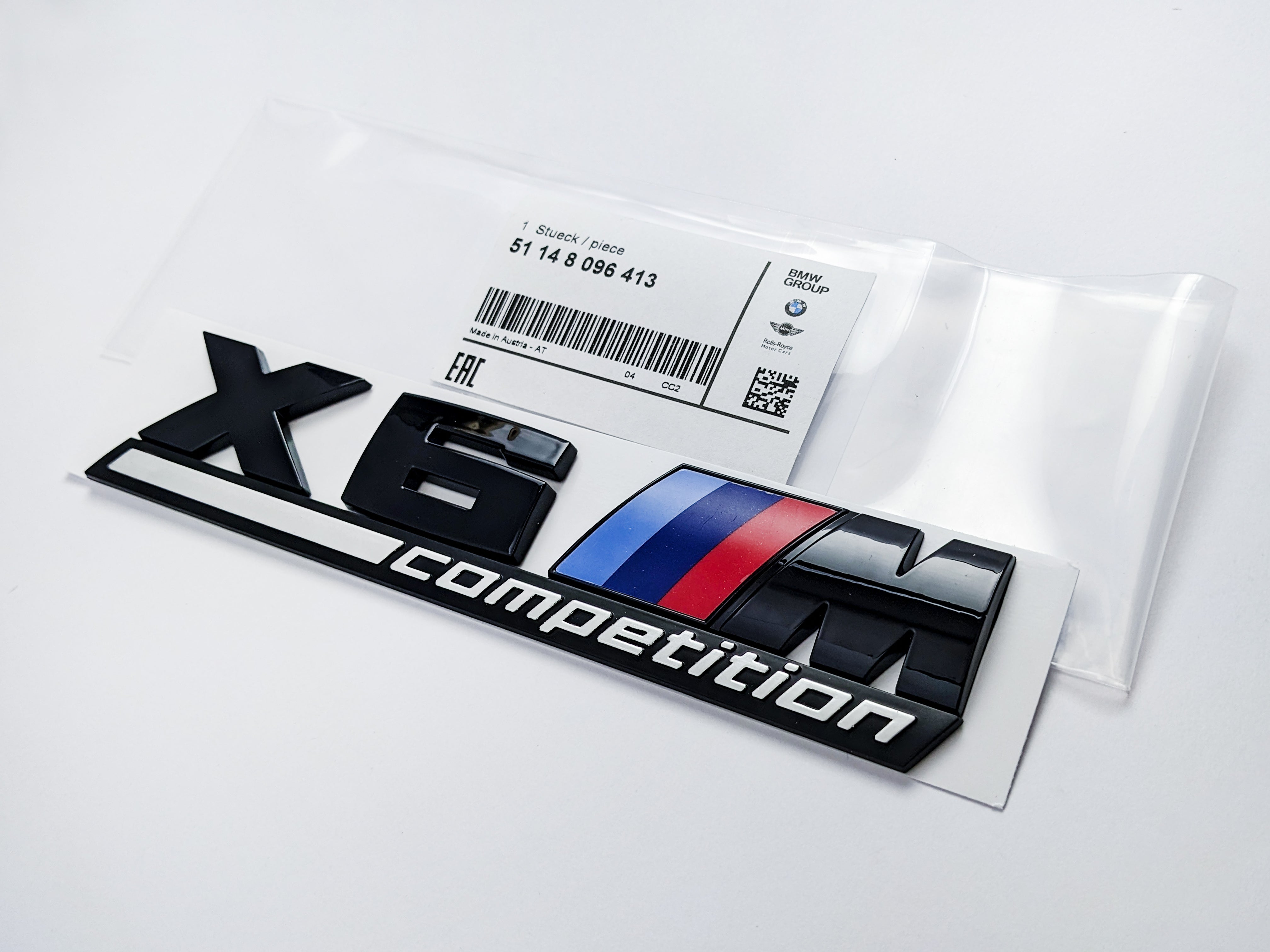 BMW X6 M Competition Tailgate Rear Black Emblem Badge Sticker 51148096413 Italiaspares