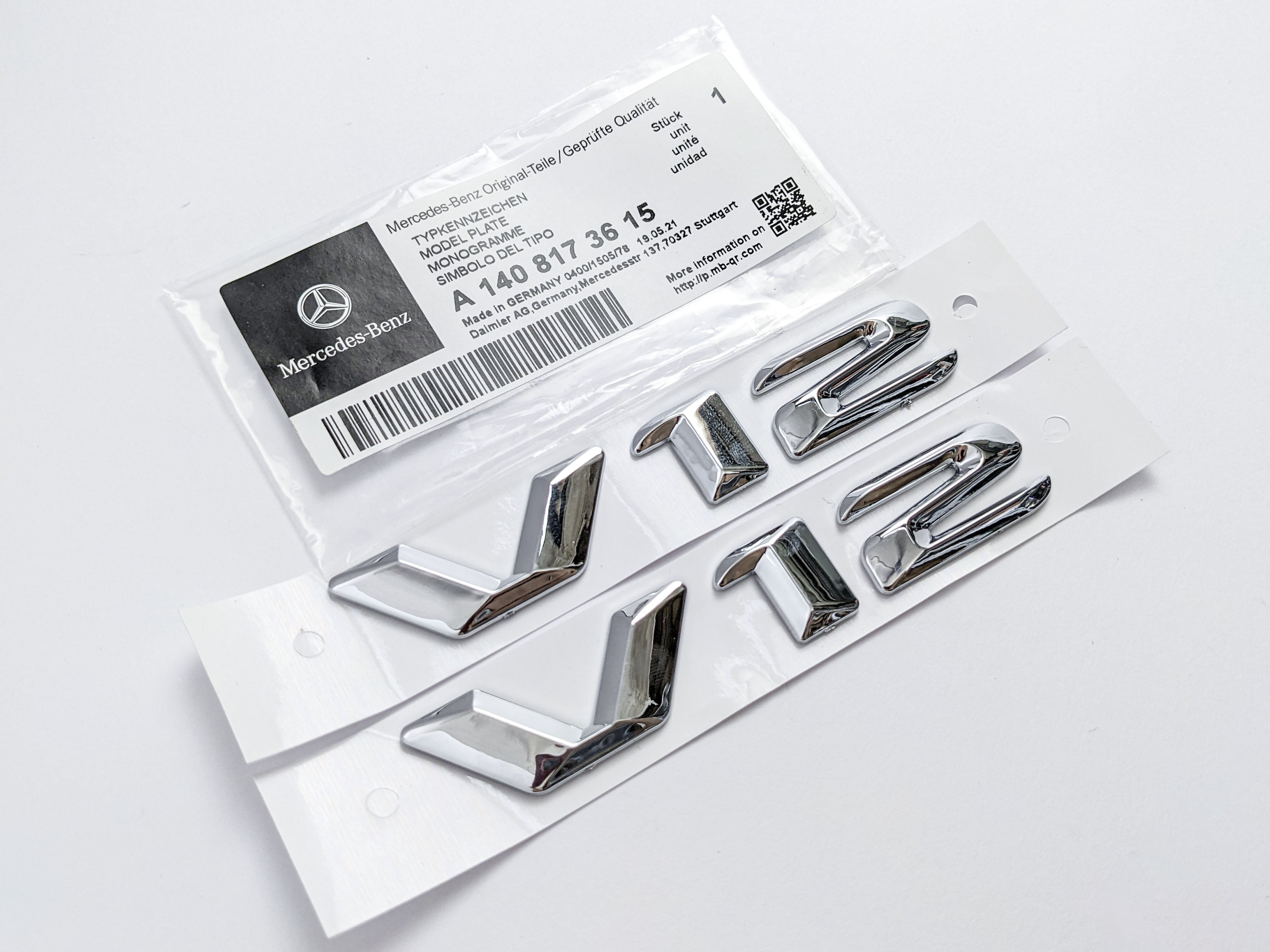 Mercedes Benz V12 AMG Emblem Fender Side Badge Chrome Nameplate Italiaspares