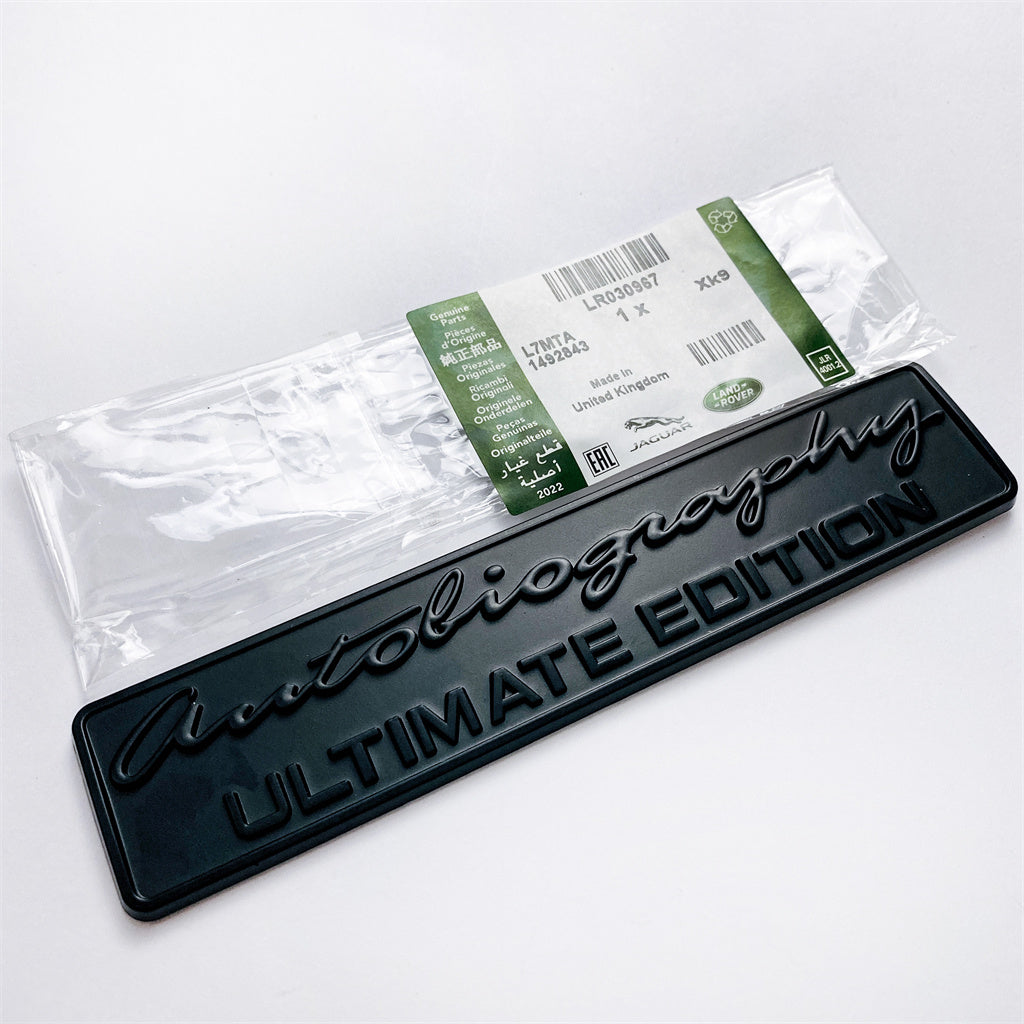 Land Rover "AUTOBIOGRAPHY ULTIMAT EDITION" Rear Emblem Badge Sticker Nameplate Matt Black LR030967 Italiaspares