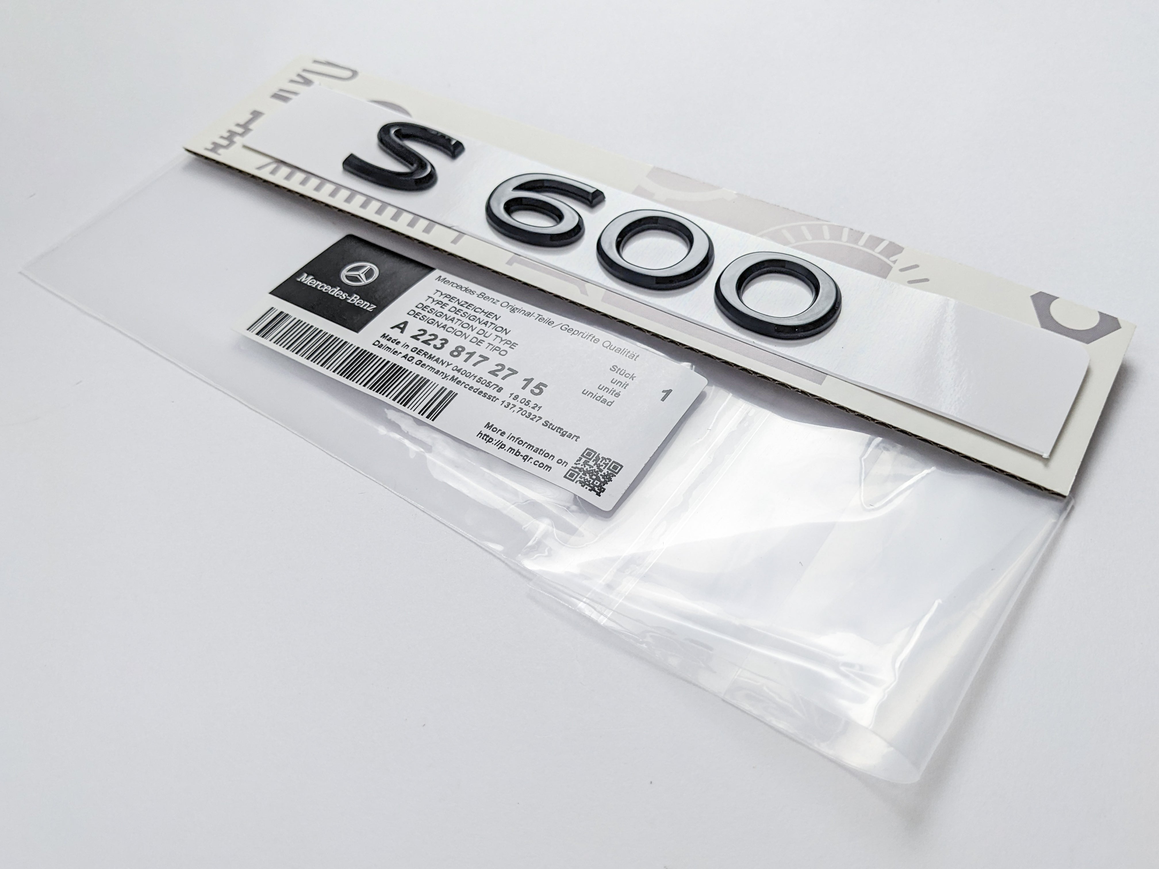 Mercedes-Benz Gloss Black "S600" Rear Trunk Emblem Badge Logo Italiaspares