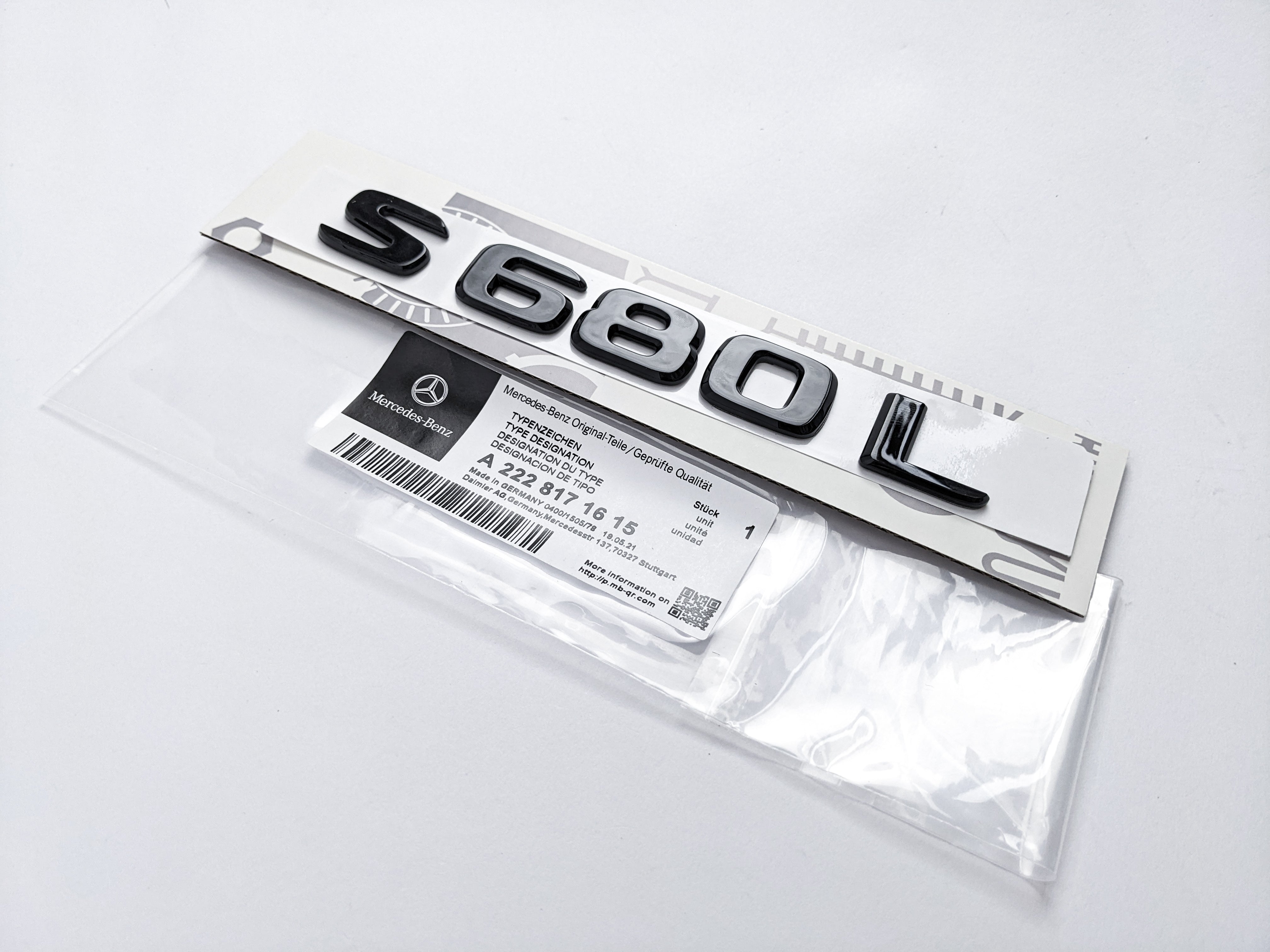 Mercedes-Benz Gloss Black "S680L" Rear Trunk Emblem Badge Logo Italiaspares