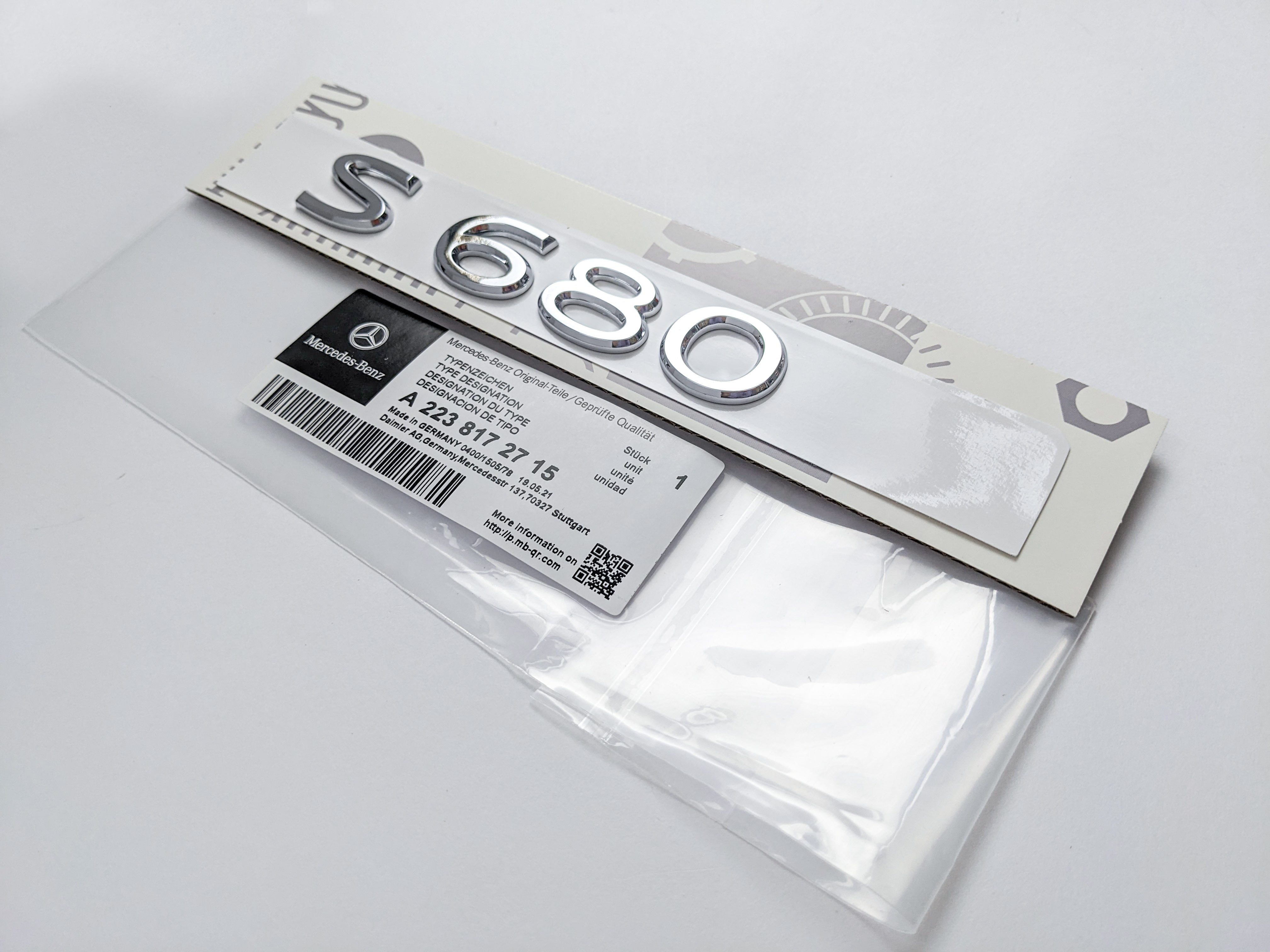 Mercedes-Benz Chrome Silver "S680" Rear Trunk Emblem Badge Logo Italiaspares