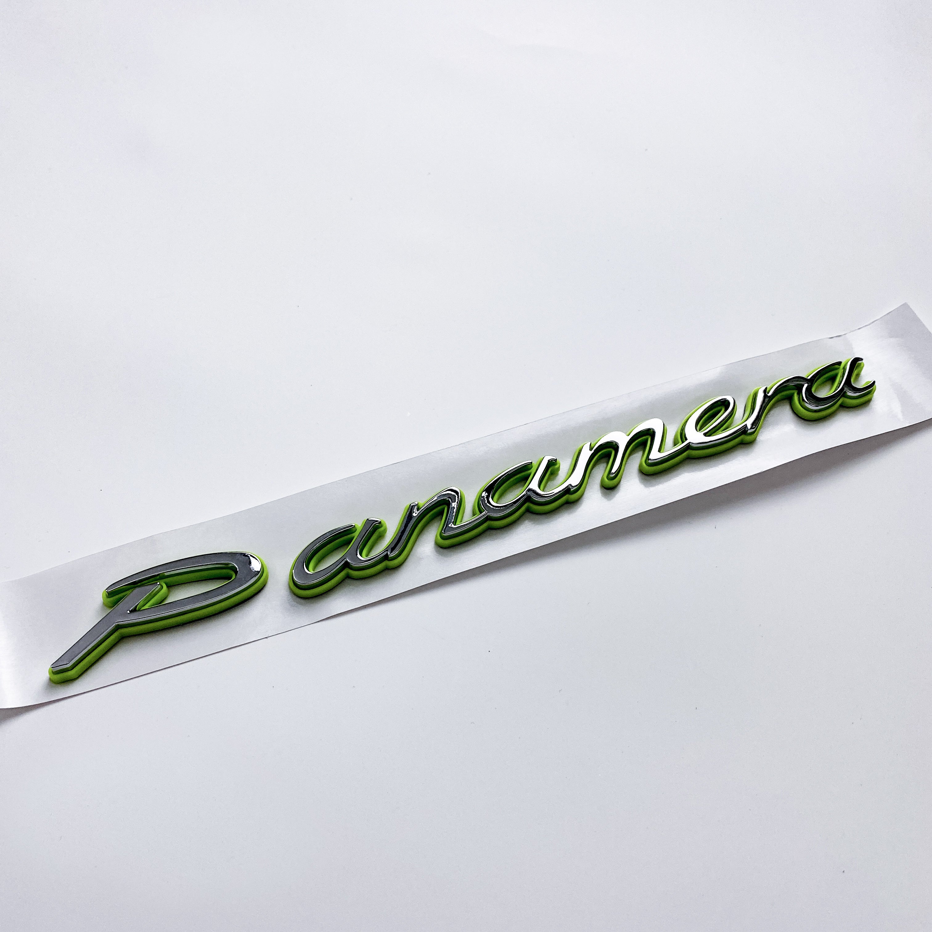 Porsche "Panamera" Letter Badge Emblem Car Sticker Green Base Sliver 971853675D Italiaspares