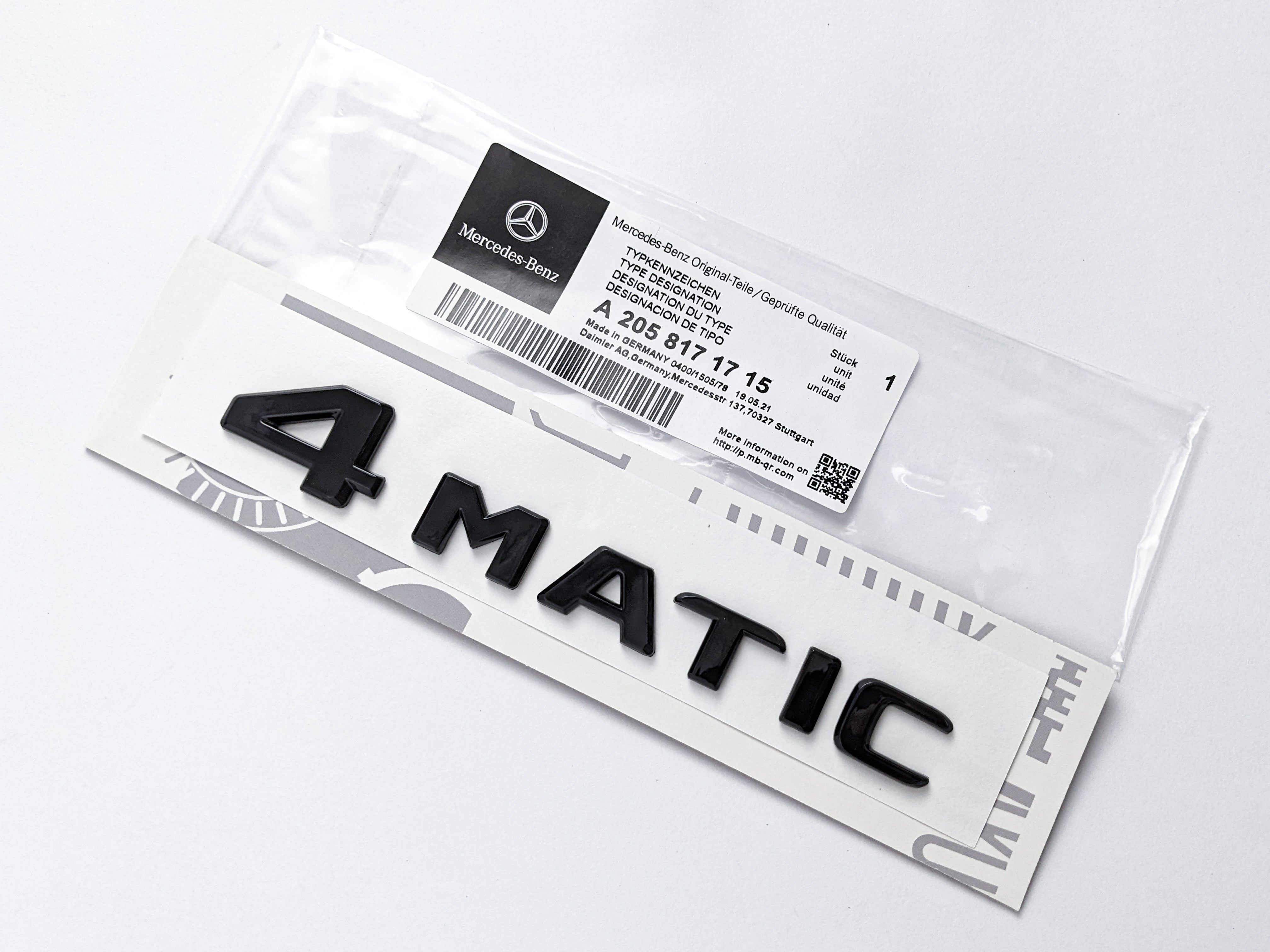 4MATIC Emblem Gloss Black Trunk Tailgate Lid Badge AMG For Mercedes-Benz Factory