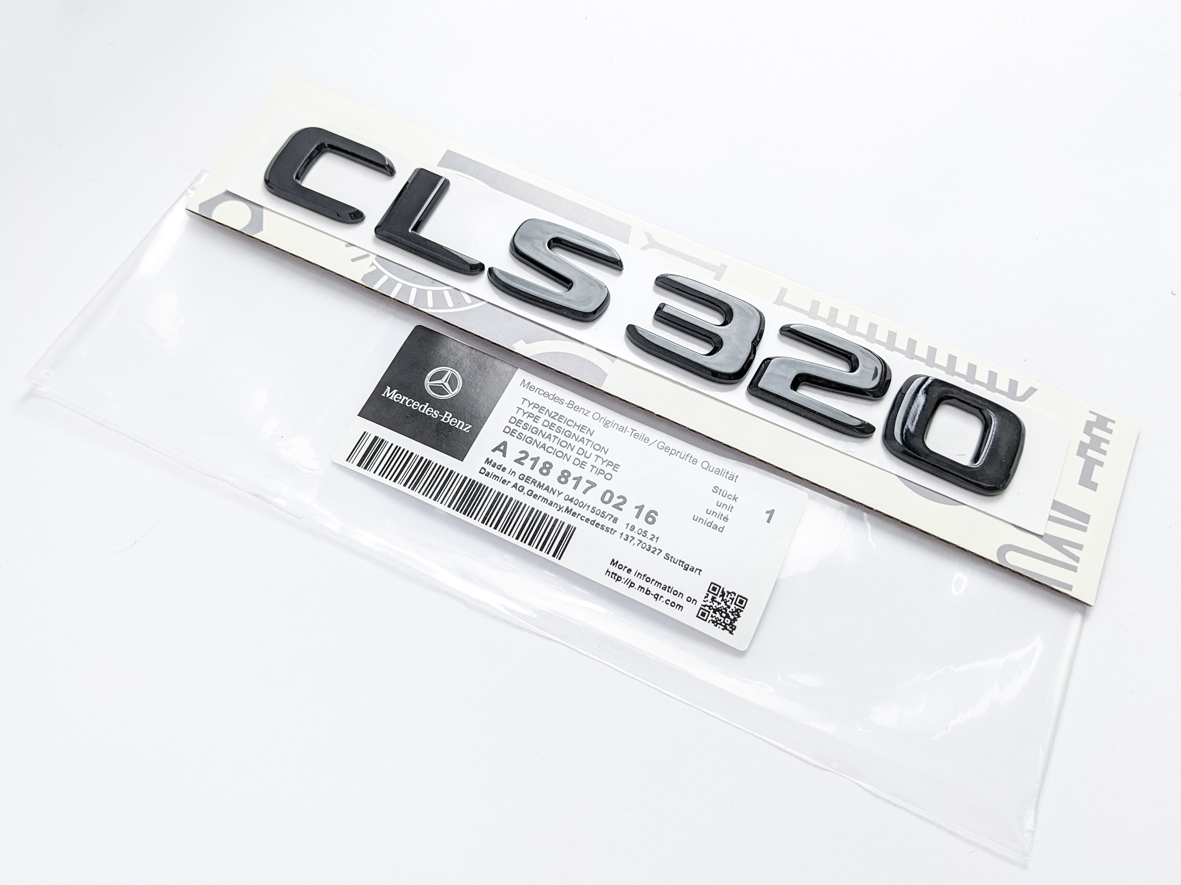 Mercedes Benz "CLS320" Gloss Black Number Letter Emblem Badge Italiaspares