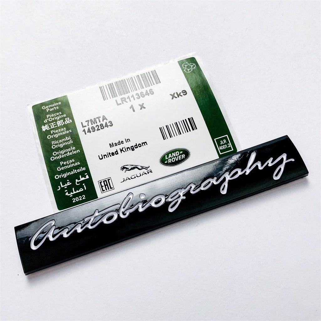 Land Rover Gloss Black "Autobiography" Car Sport Tailgate Logo Badge Emblem LR113646 Italiaspares
