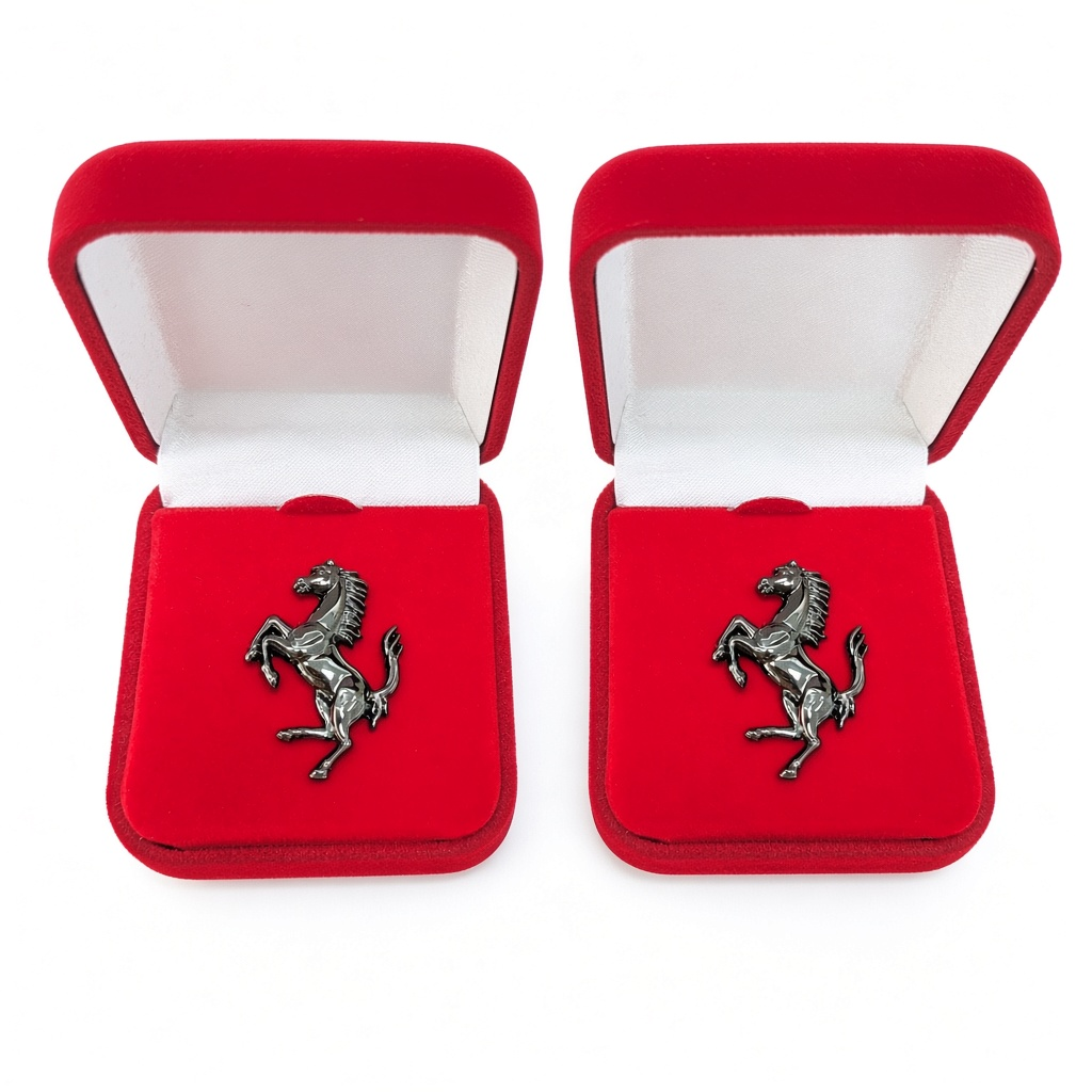 Prancing Horse Brooch Pin Set Silver Gunmetal Metal Badge With Red Velvet Gift Box Jewelry Factory