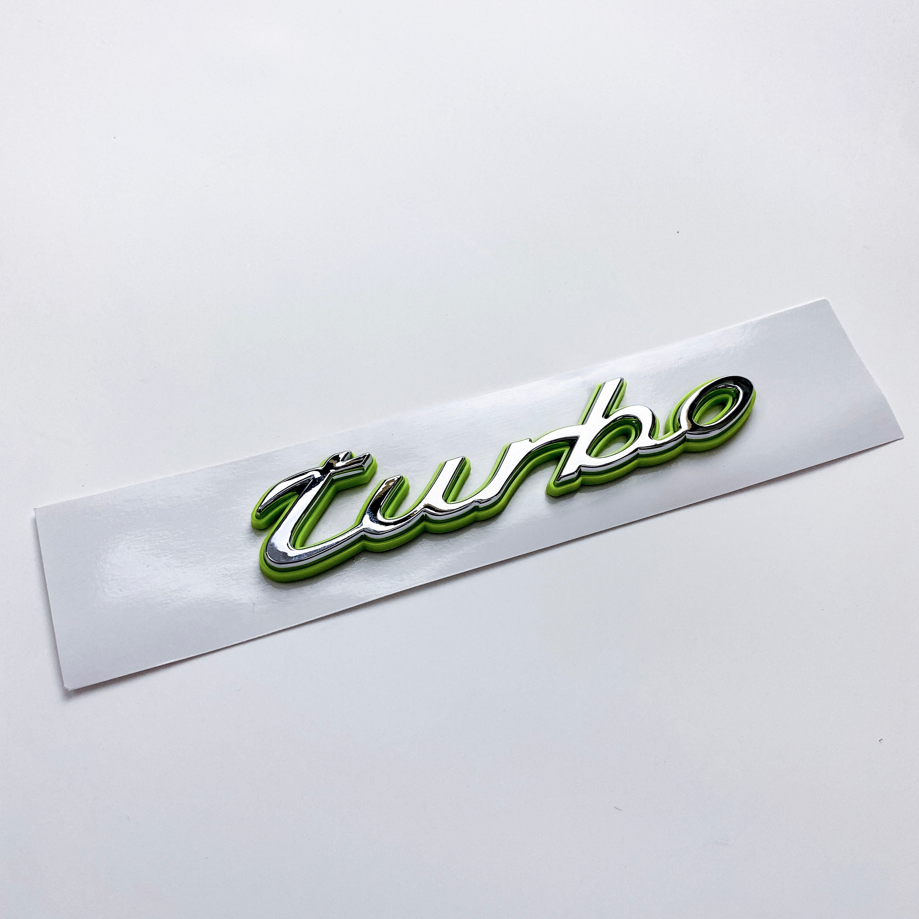 Porsche "Turbo" Rear Emblem Badge Logo Nameplate Letter Green Base Sliver 971853675G Italiaspares