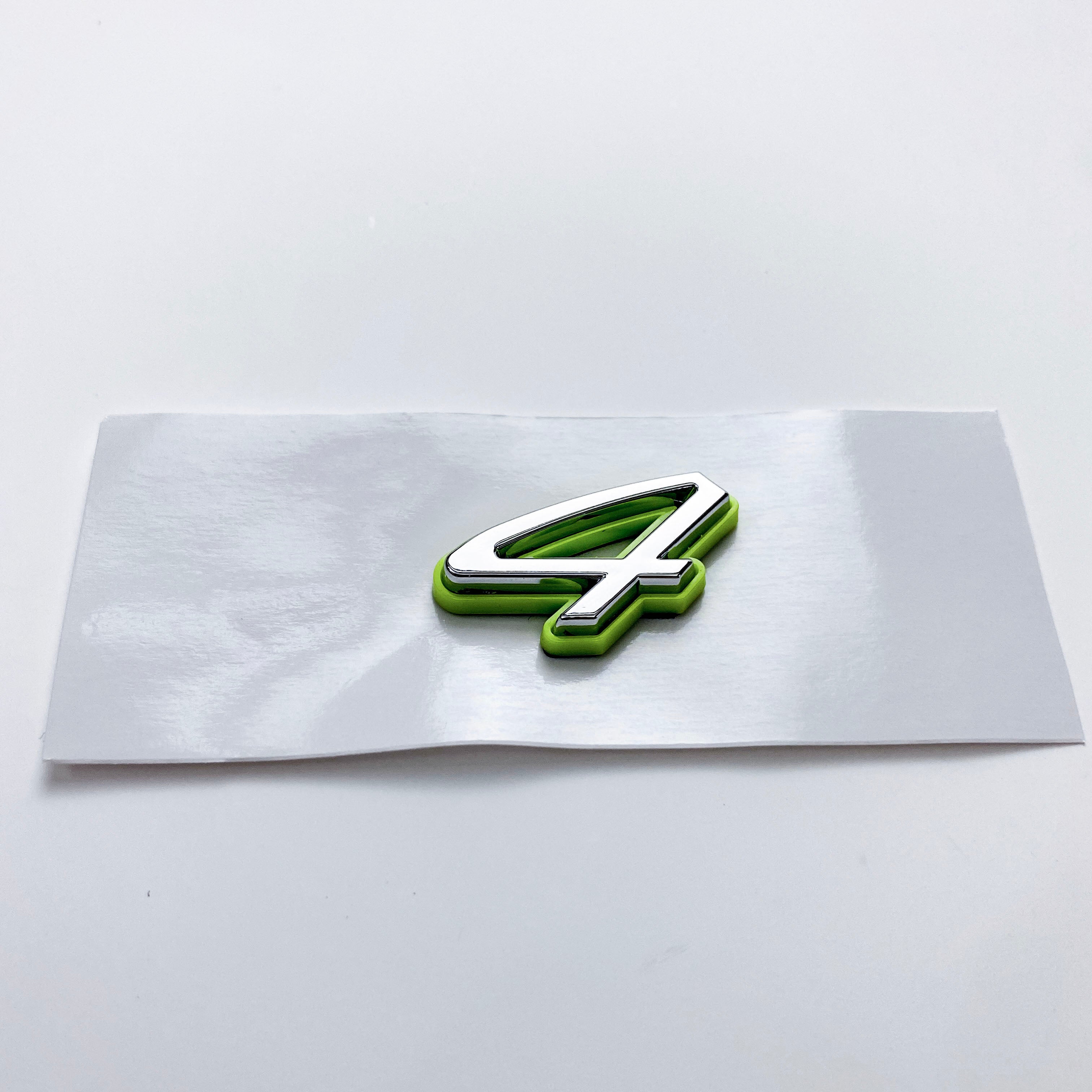 Porsche "4" Rear Emblem Badge Logo Nameplate Letter Green Base Sliver 971853675AC Italiaspares