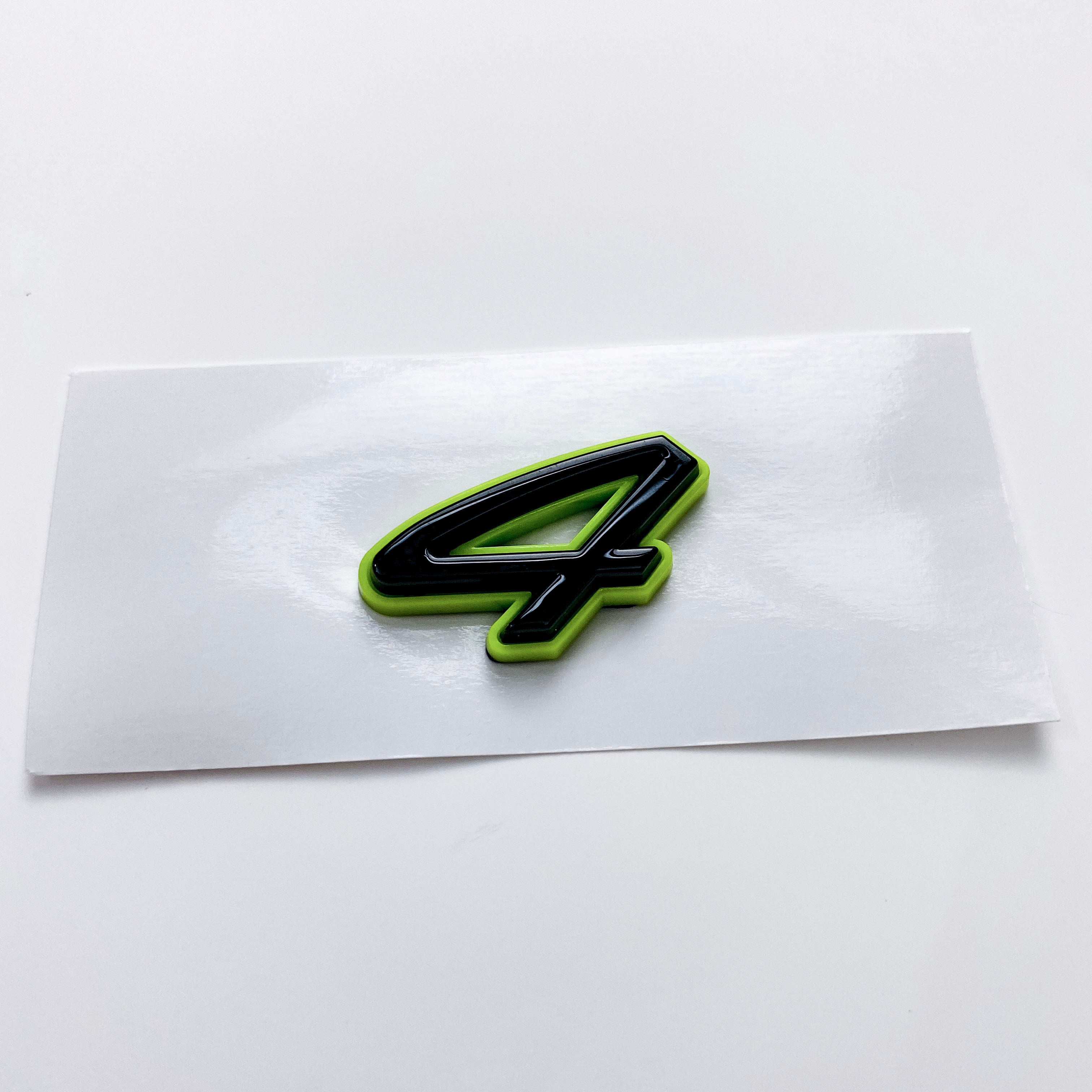 Porsche "4" Rear Emblem Badge Logo Nameplate Letter Green Base Black 971853675AC Italiaspares