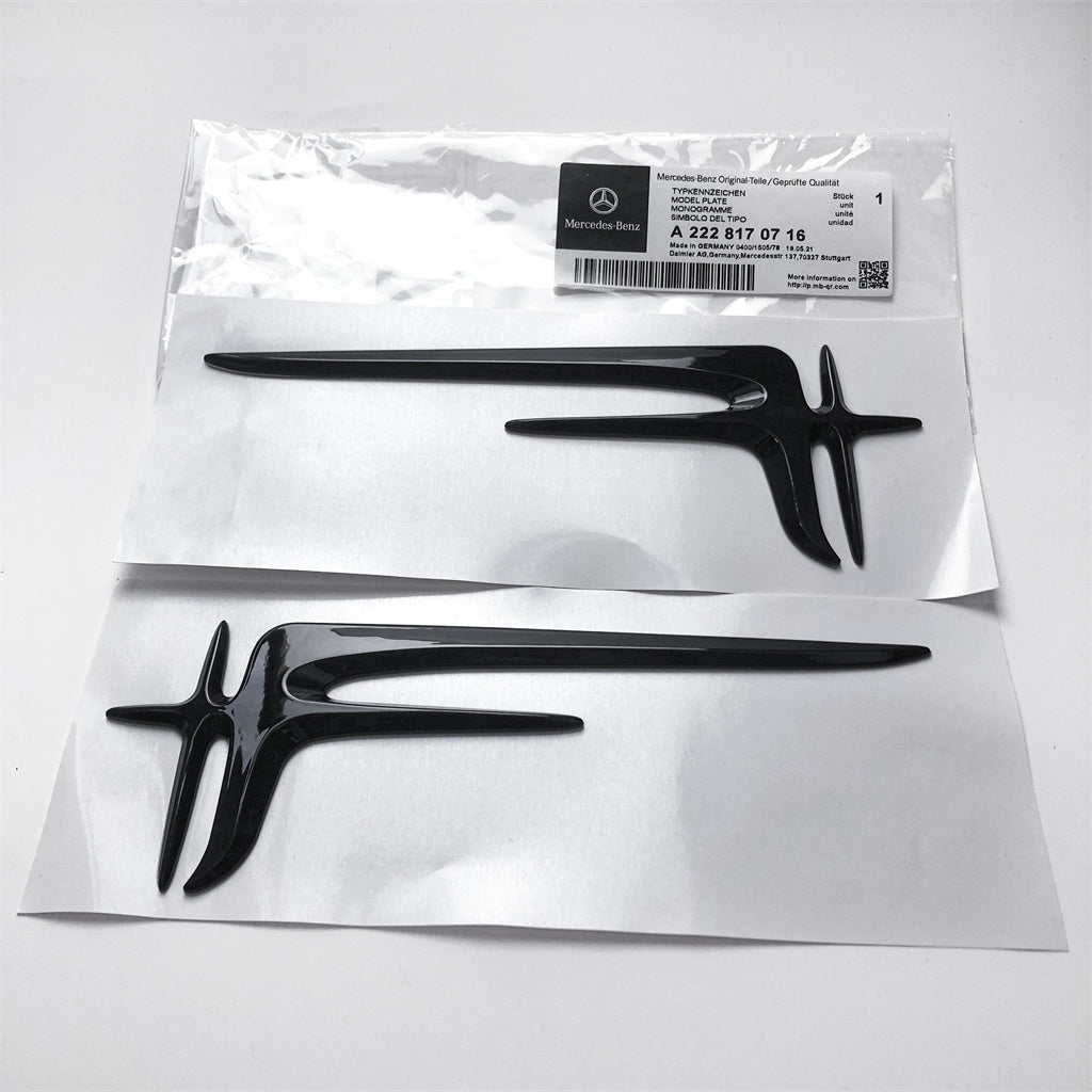 Gloss Black "Angel Wings" Rear Trunk Badge Emblem 20.5CM For Mercedes Benz A2228170716 Italiaspares