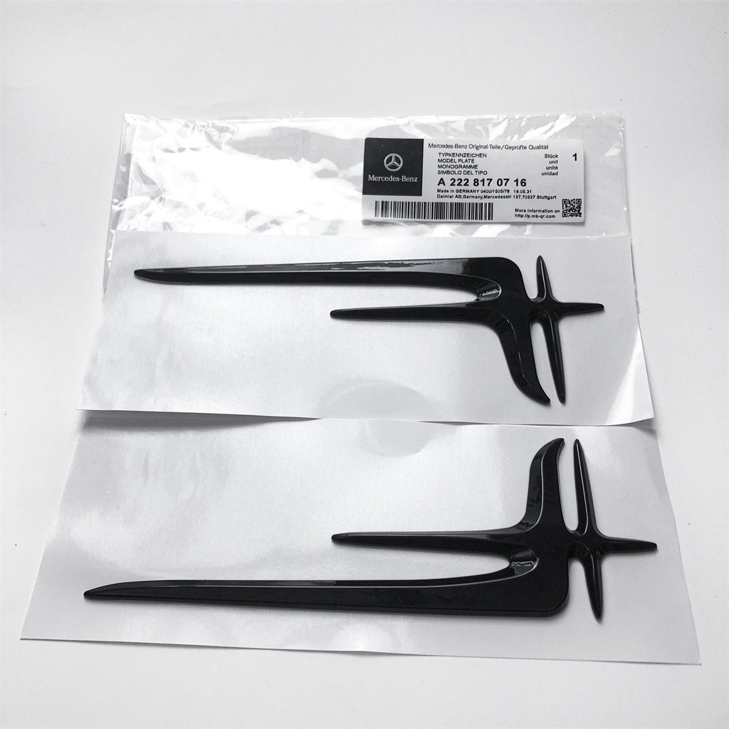 Gloss Black "Angel Wings" Rear Trunk Badge Emblem 20.5CM For Mercedes Benz A2228170716 Italiaspares