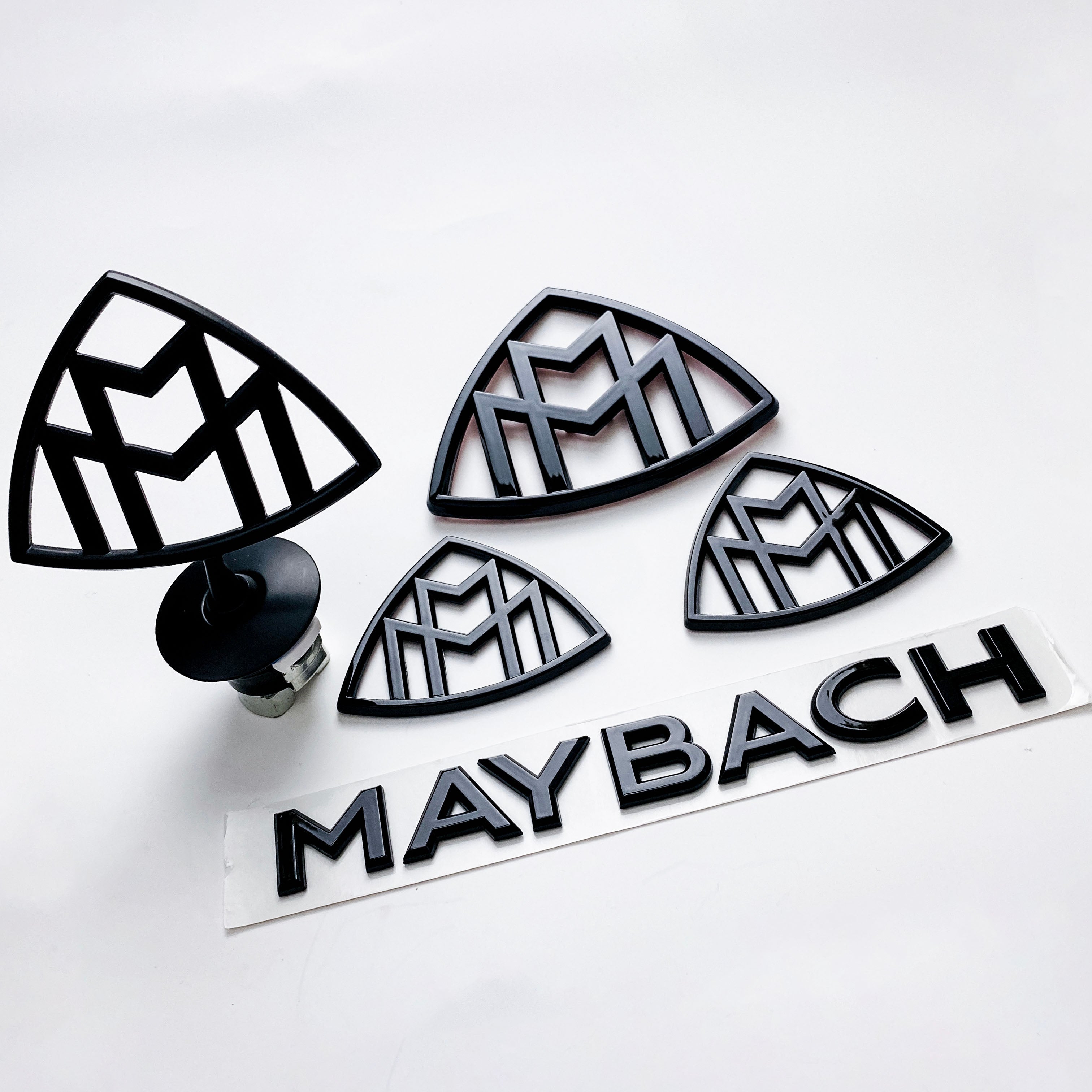 5pcs Mercedes S Class Maybach AMG Fender Side Rear Trunk Hood Star Stand Up Emblems Badge Italiaspares