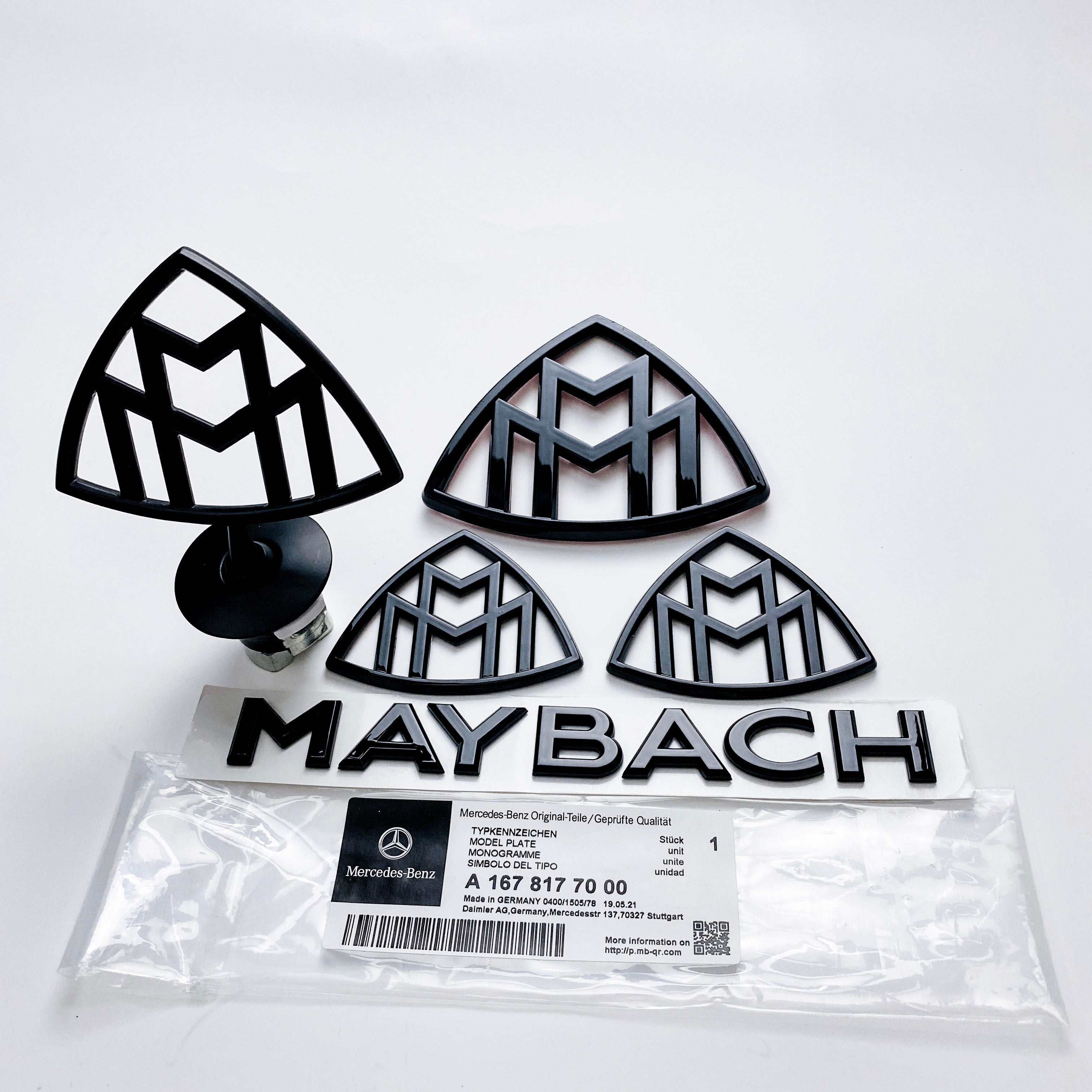 5pcs Mercedes S Class Maybach AMG Fender Side Rear Trunk Hood Star Stand Up Emblems Badge Italiaspares