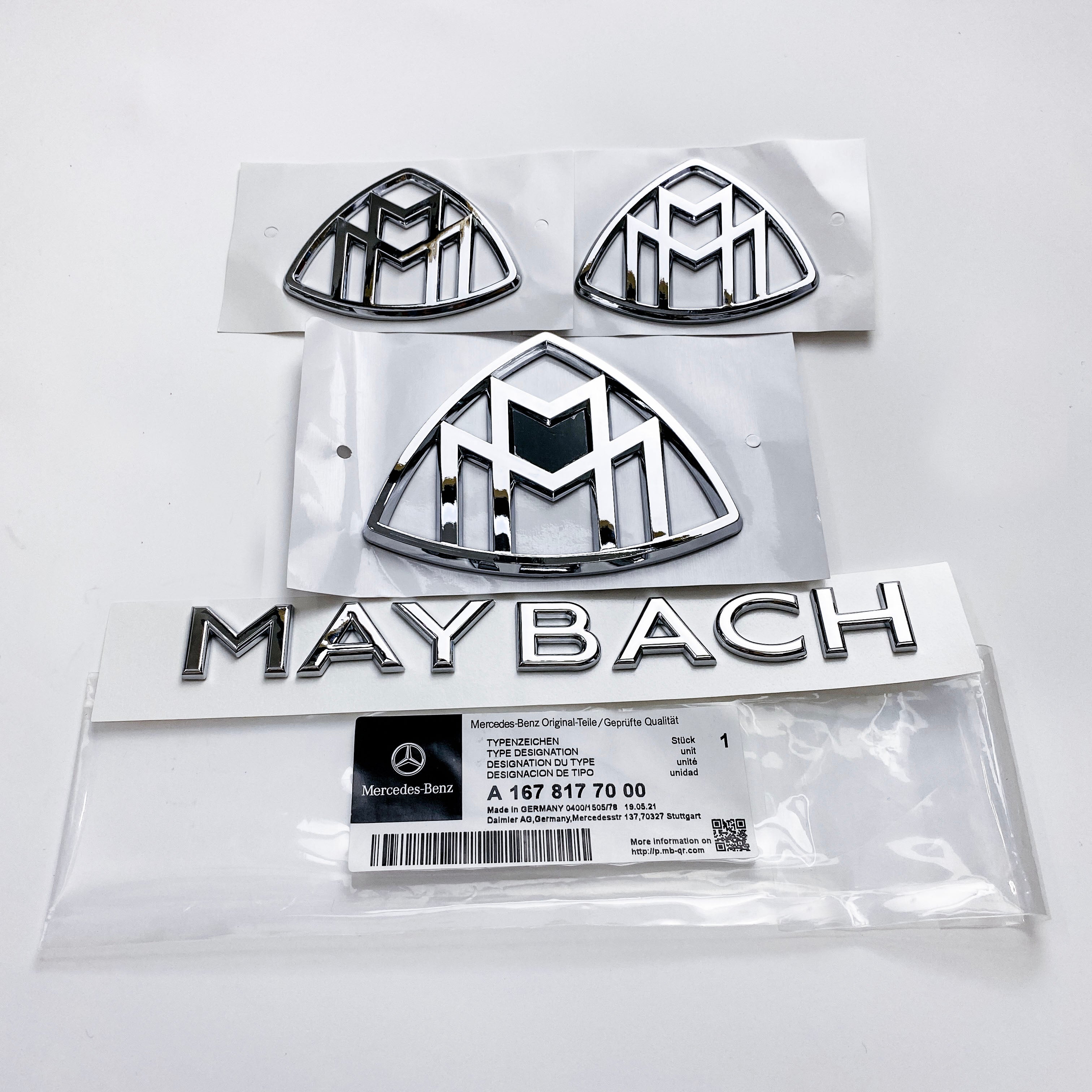 4pcs Mercedes S Class Maybach AMG Chrome Fender Side Rear Trunk Emblems Badge Italiaspares
