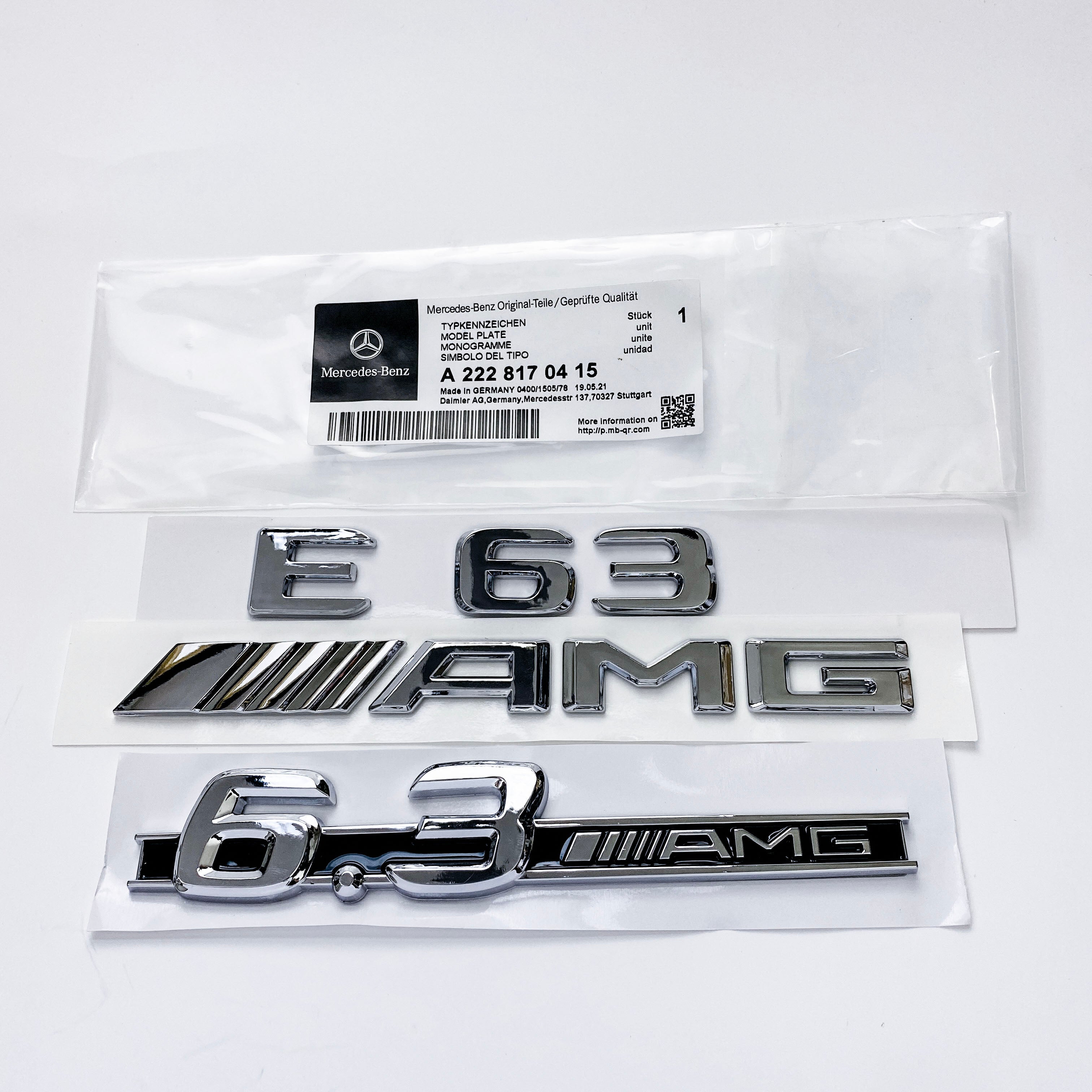 Mercedes Benz Chrome " E63+ AMG + 6.3 AMG" Letters Trunk Emblem Badge Sticker Italiaspares