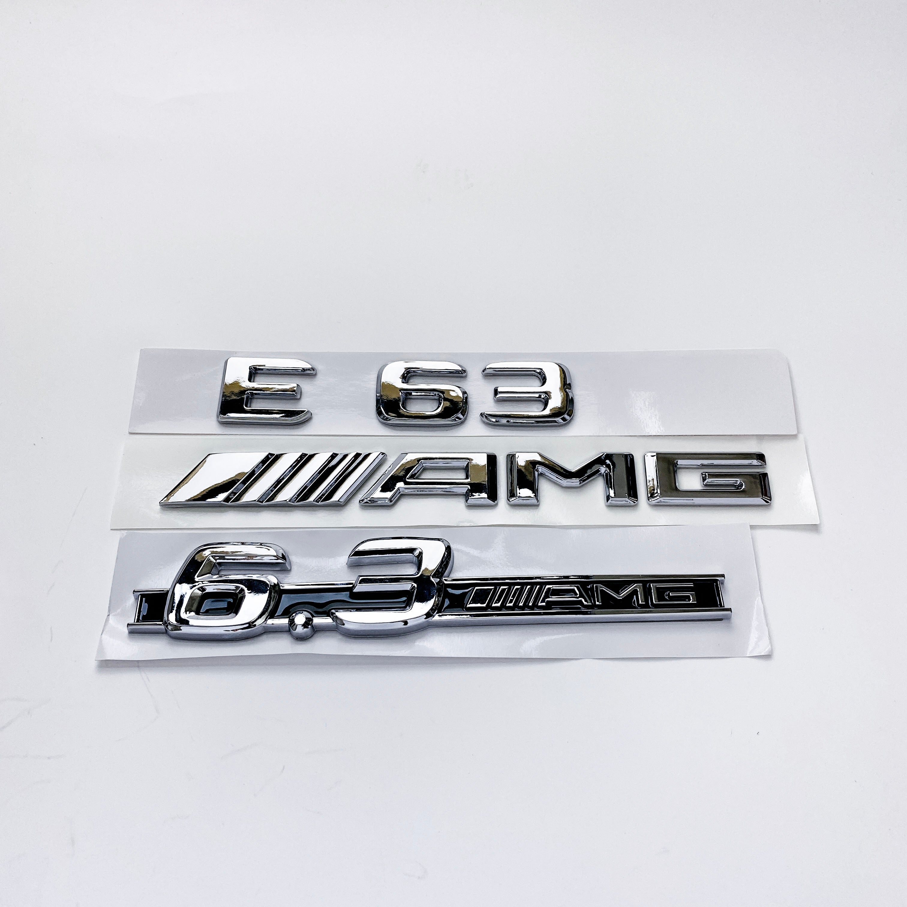 Mercedes Benz Chrome " E63+ AMG + 6.3 AMG" Letters Trunk Emblem Badge Sticker Italiaspares