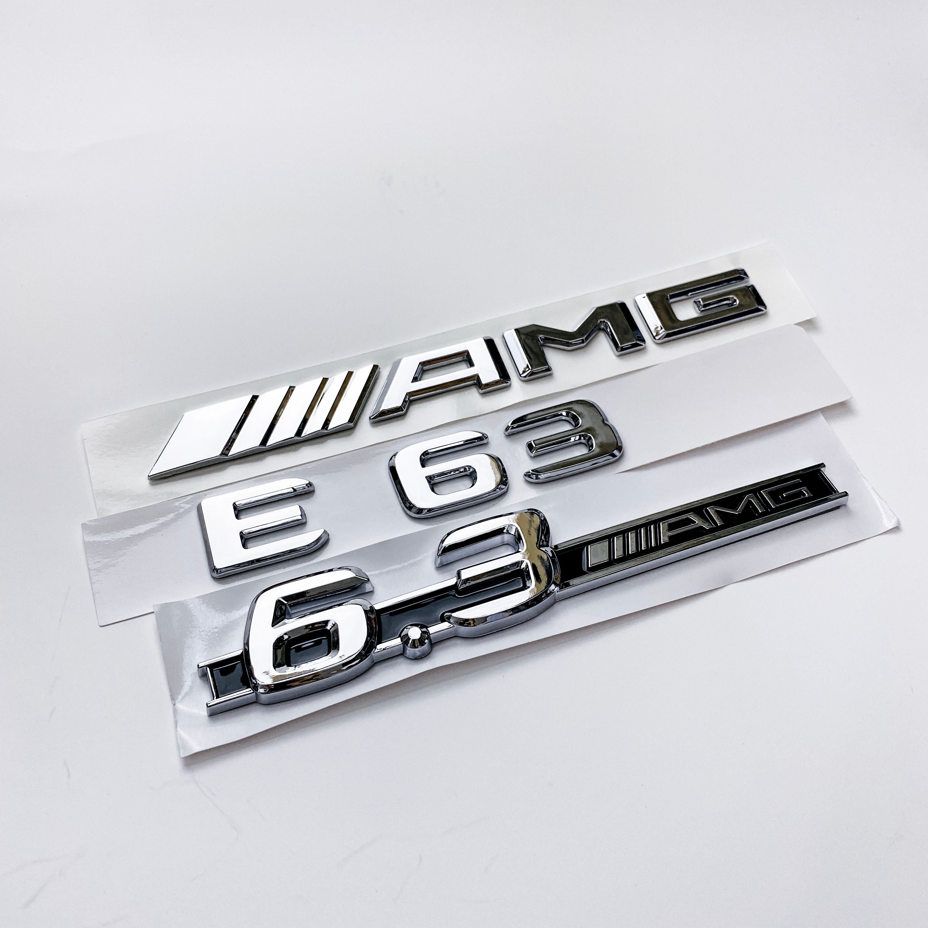 Mercedes Benz Chrome " E63+ AMG + 6.3 AMG" Letters Trunk Emblem Badge Sticker Italiaspares