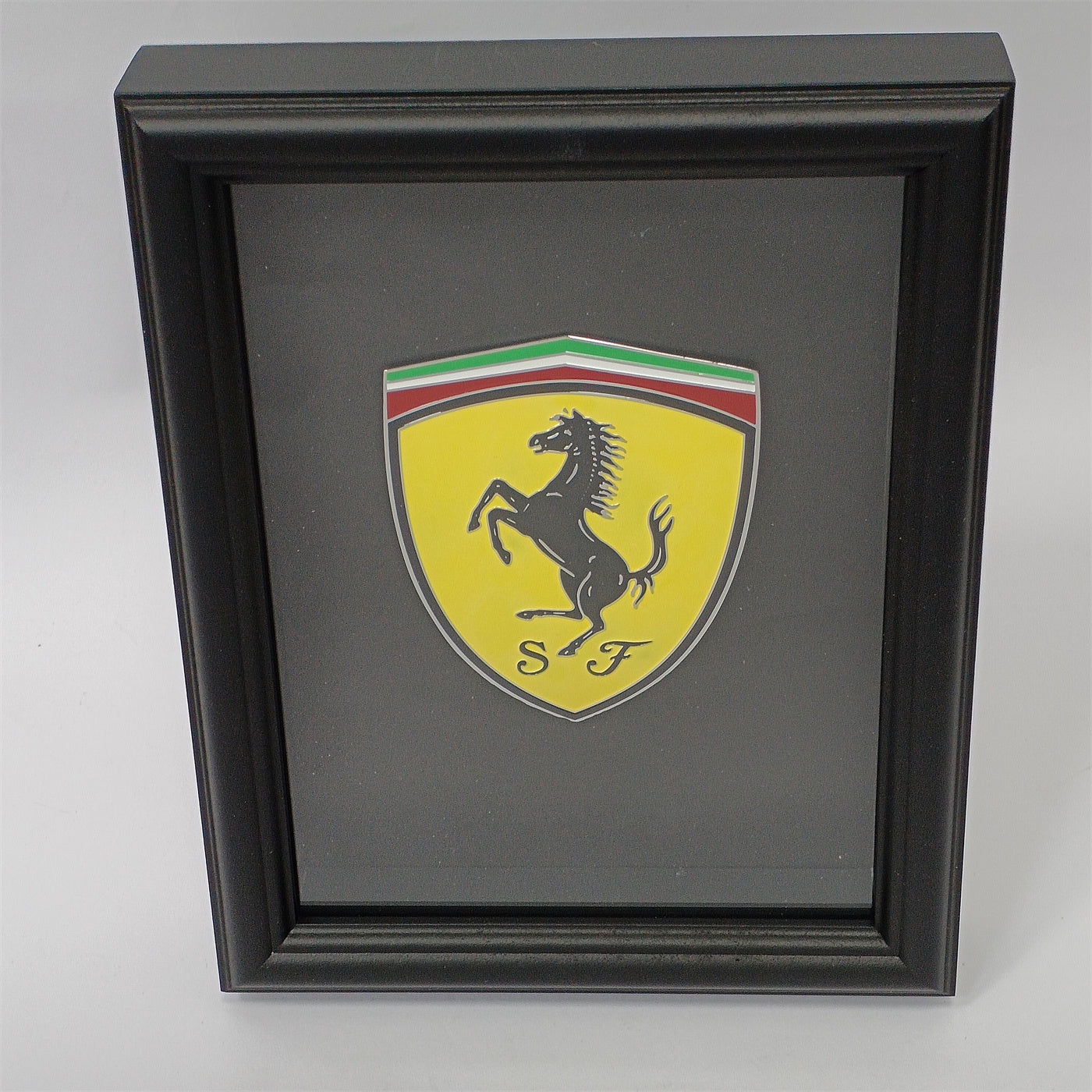 Ferrari Shield Badge Art Picture Hardwood Black Frame Factory