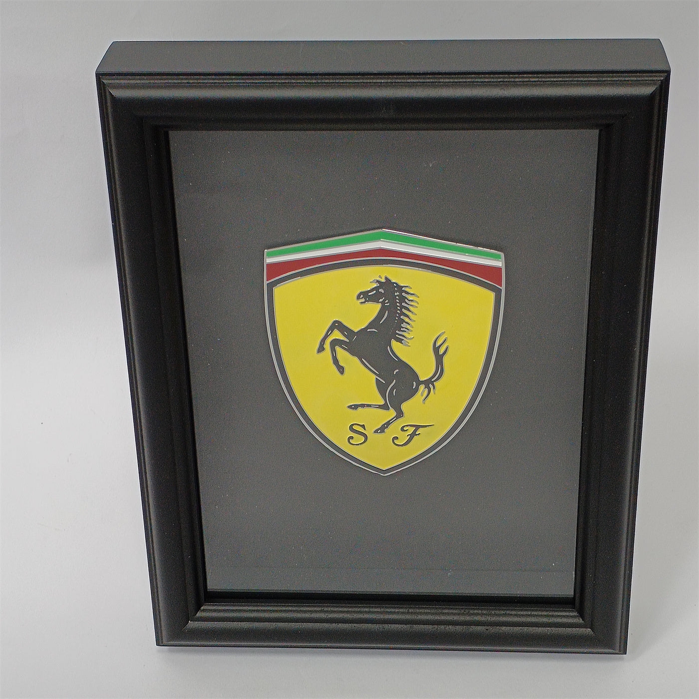 Ferrari Shield Badge Art Picture Hardwood Black Frame Factory