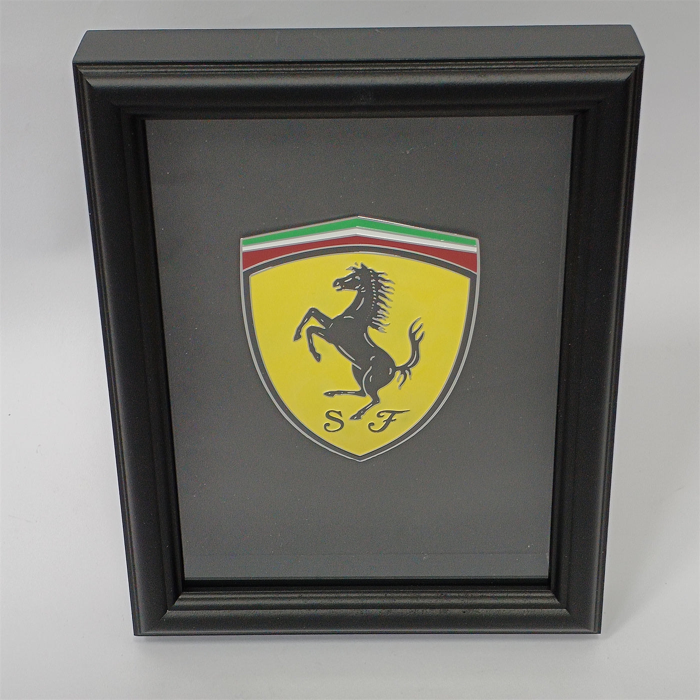Ferrari Shield Badge Art Picture Hardwood Black Frame Factory