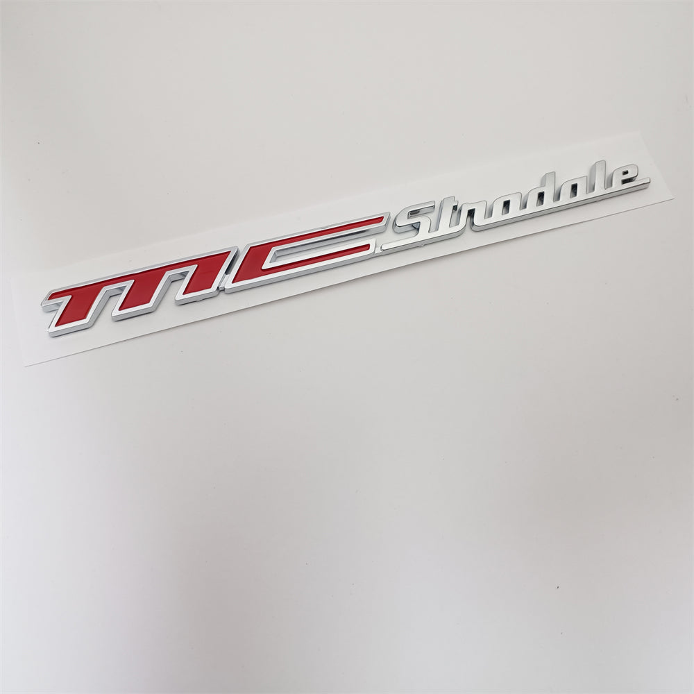 Maserati MC STRADALE Badge Silver Red Rear Trunk Emblem Factory