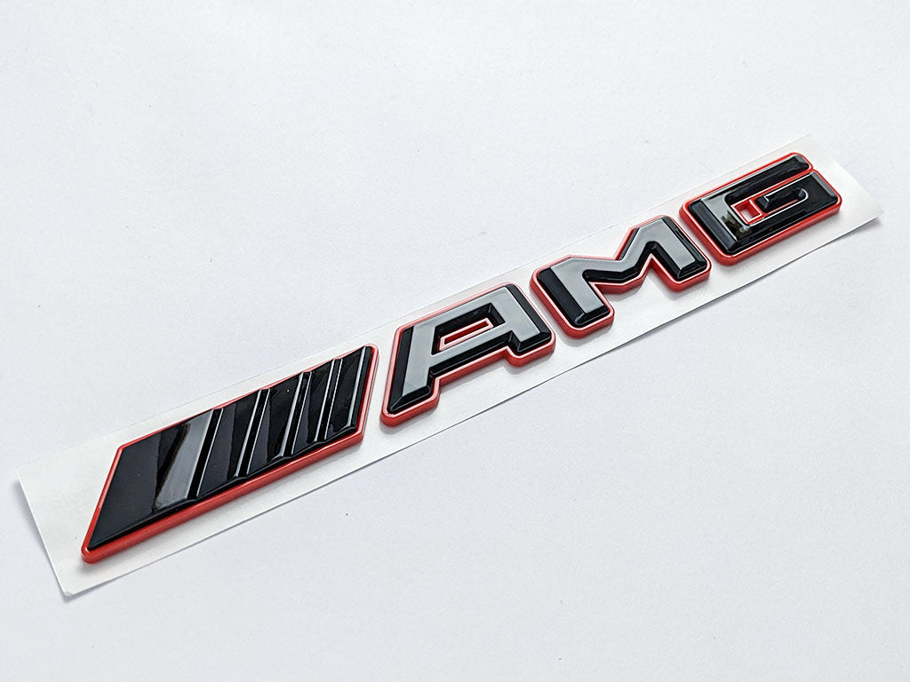 Gloss Black Red AMG Letters Rear Trunk Badges Decal Sticker For Mercedes-Benz Factory