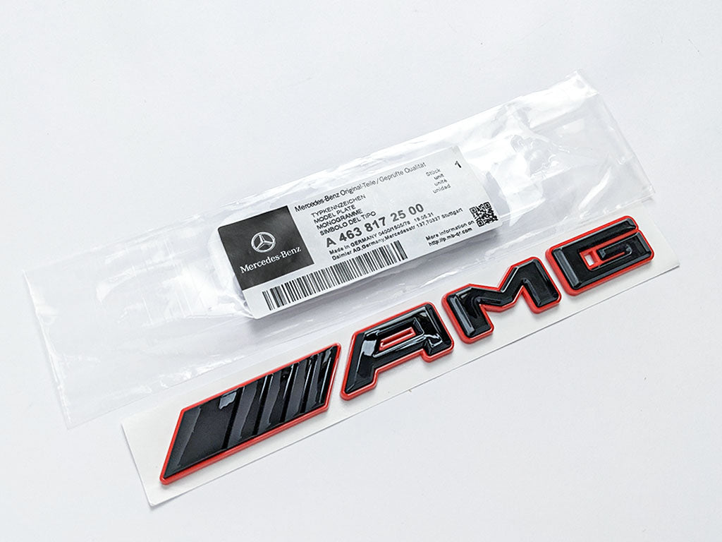 Gloss Black Red AMG Letters Rear Trunk Badges Decal Sticker For Mercedes-Benz Factory