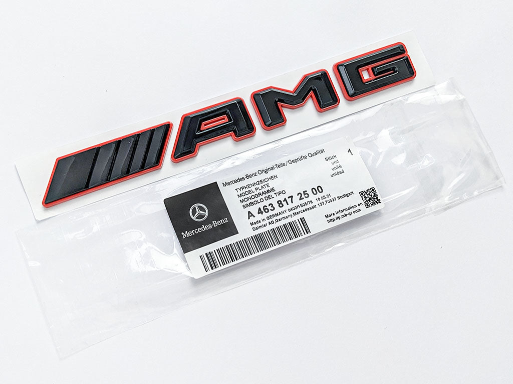Gloss Black Red AMG Letters Rear Trunk Badges Decal Sticker For Mercedes-Benz Factory