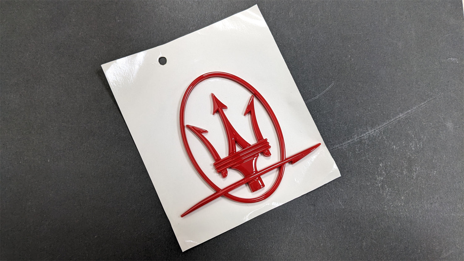 Maserati Quattroporte GranTurismo Ghibli Levante Red Side Logo Emblem Badge Set Italiaspares