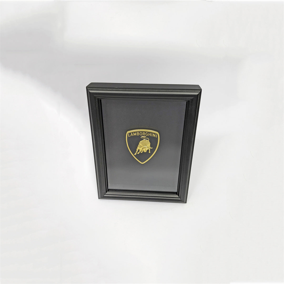 Lamborghini Badge Art Picture Hardwood Black Frame Italiaspares