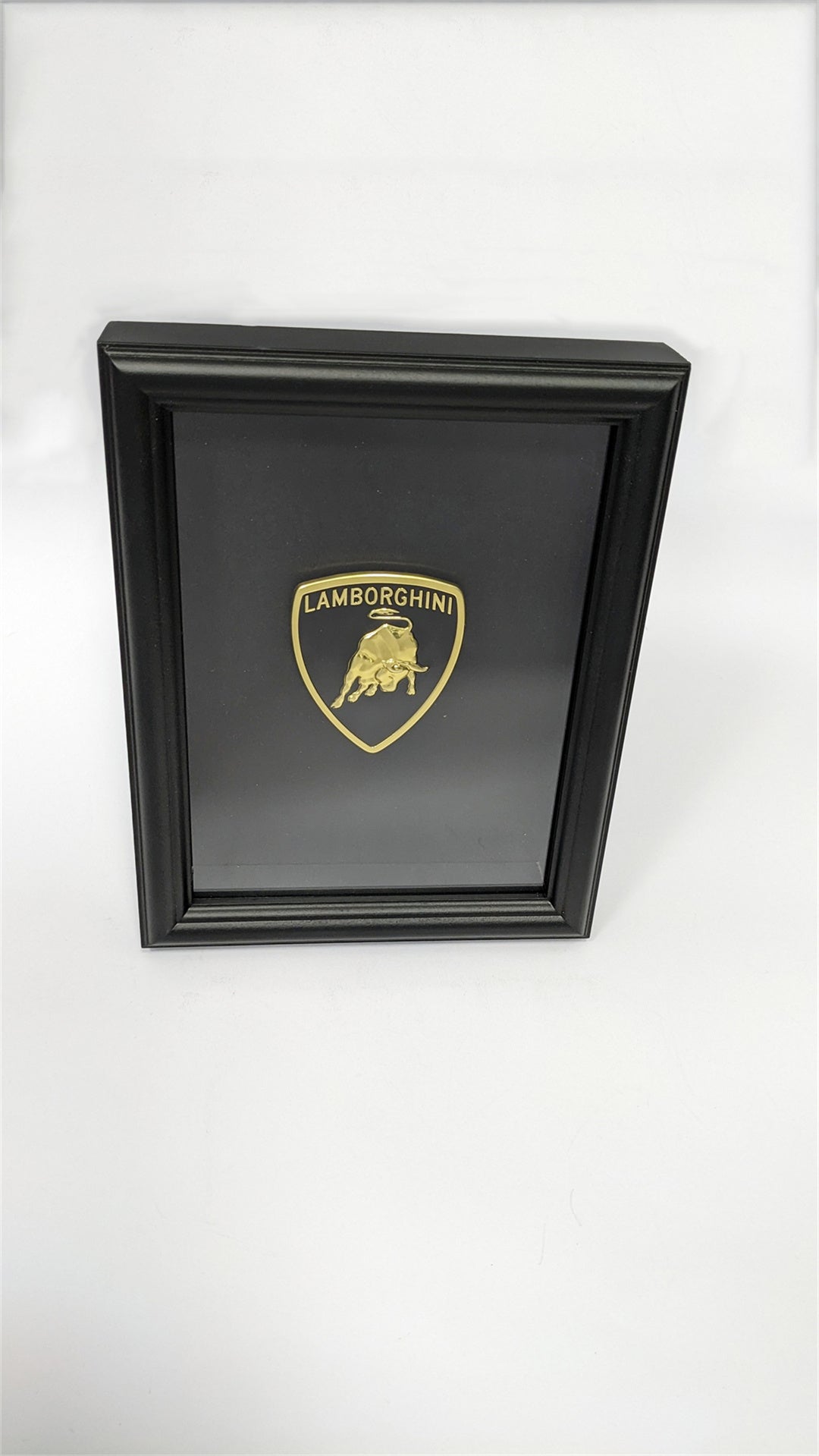 Lamborghini Badge Art Picture Hardwood Black Frame Italiaspares