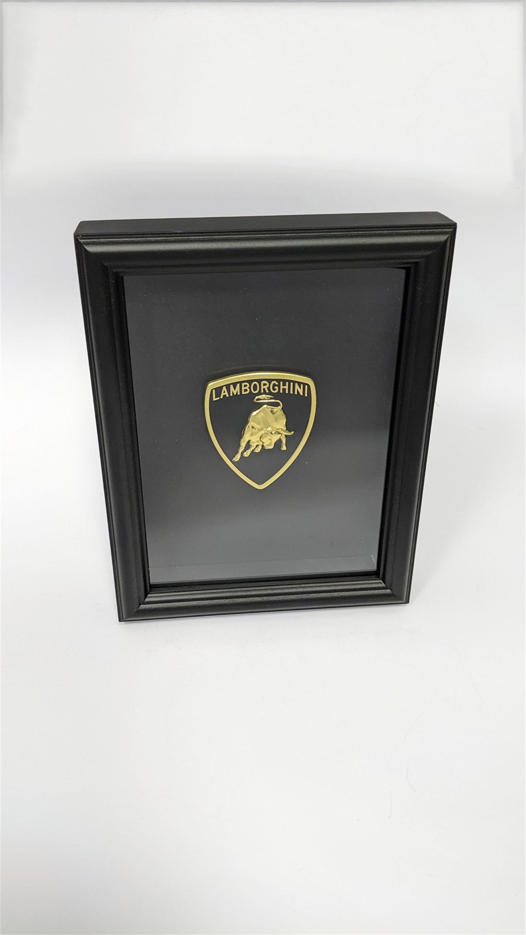 Lamborghini Badge Art Picture Hardwood Black Frame Italiaspares