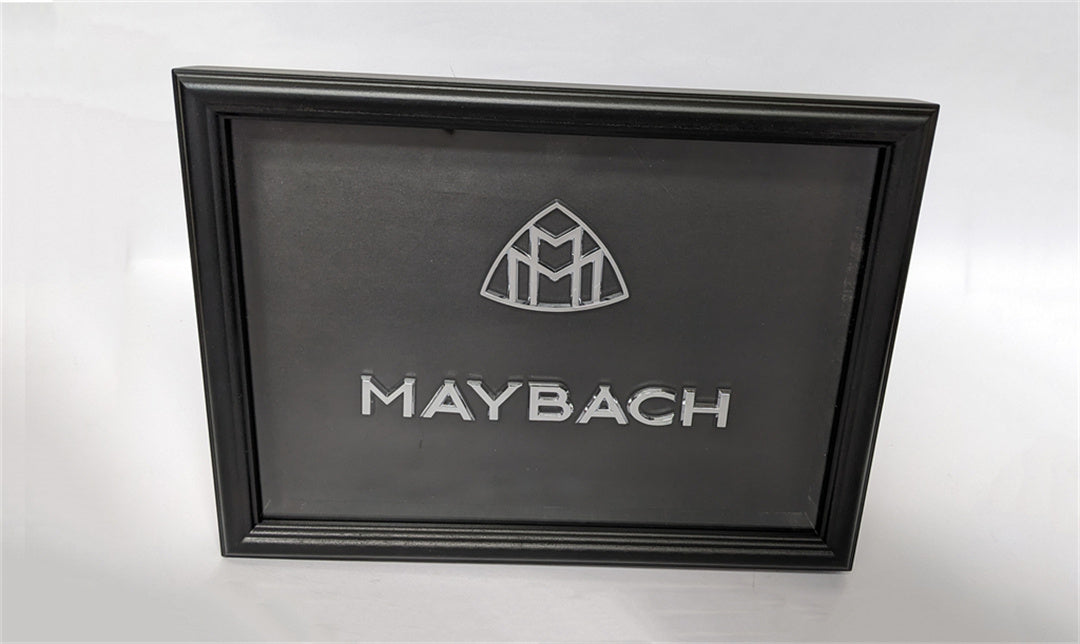 Maybach Emblem Framed Artwork - Wooden Frame with Black Border Italiaspares