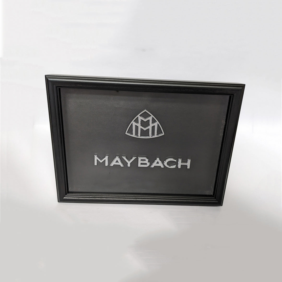 Maybach Emblem Framed Artwork - Wooden Frame with Black Border Italiaspares