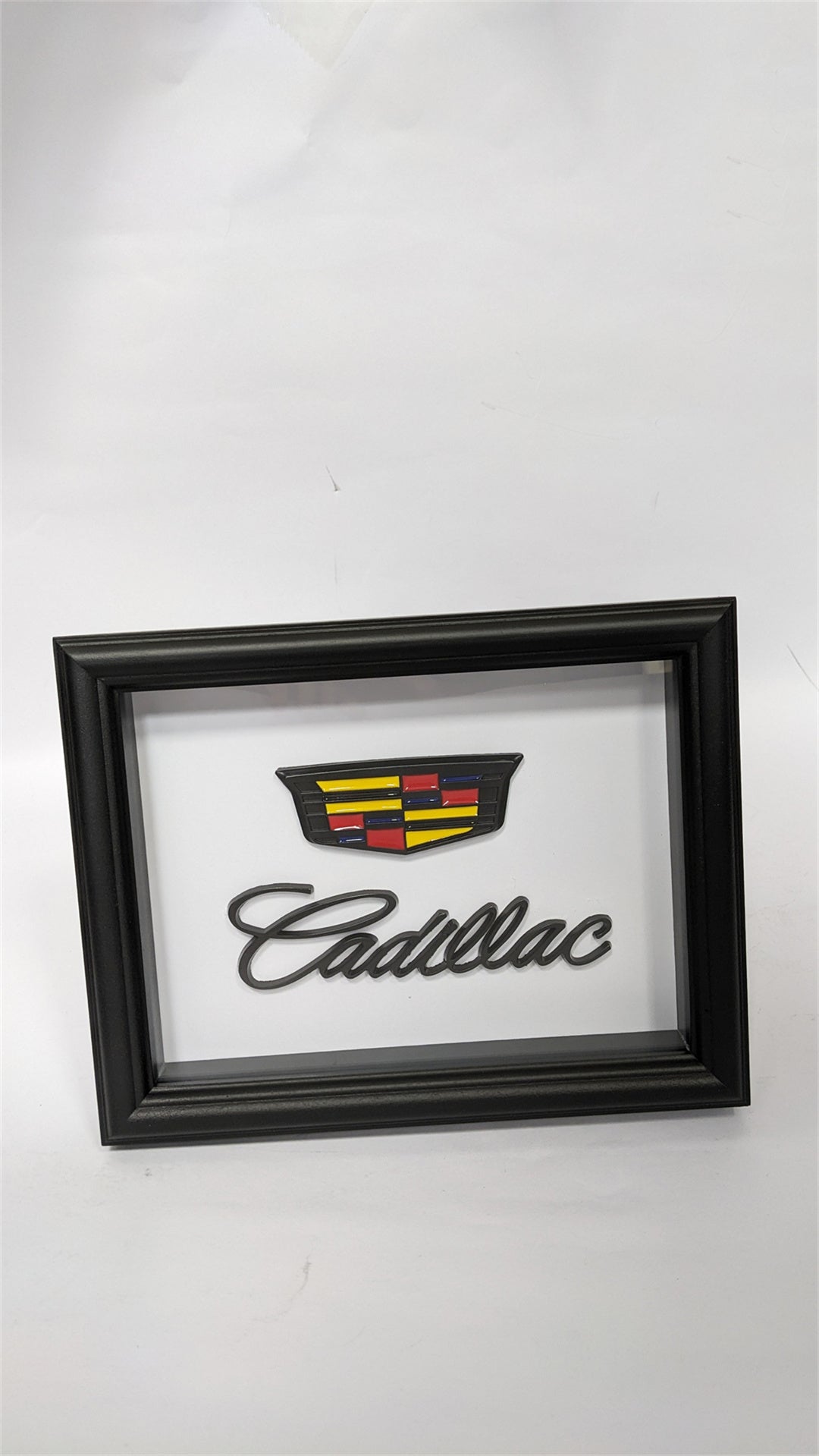 Cadillac Emblem Framed Artwork - Wooden Frame with Black Border Italiaspares