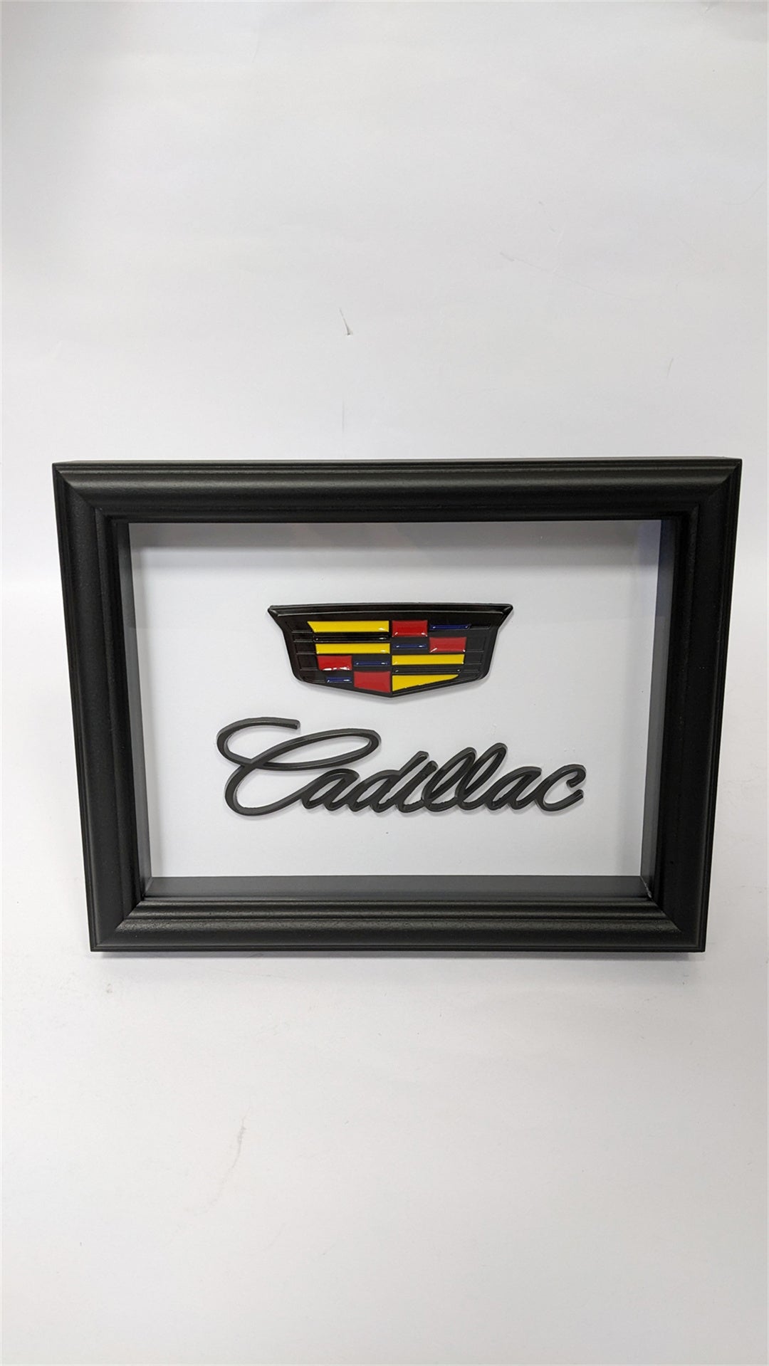 Cadillac Emblem Framed Artwork - Wooden Frame with Black Border Italiaspares