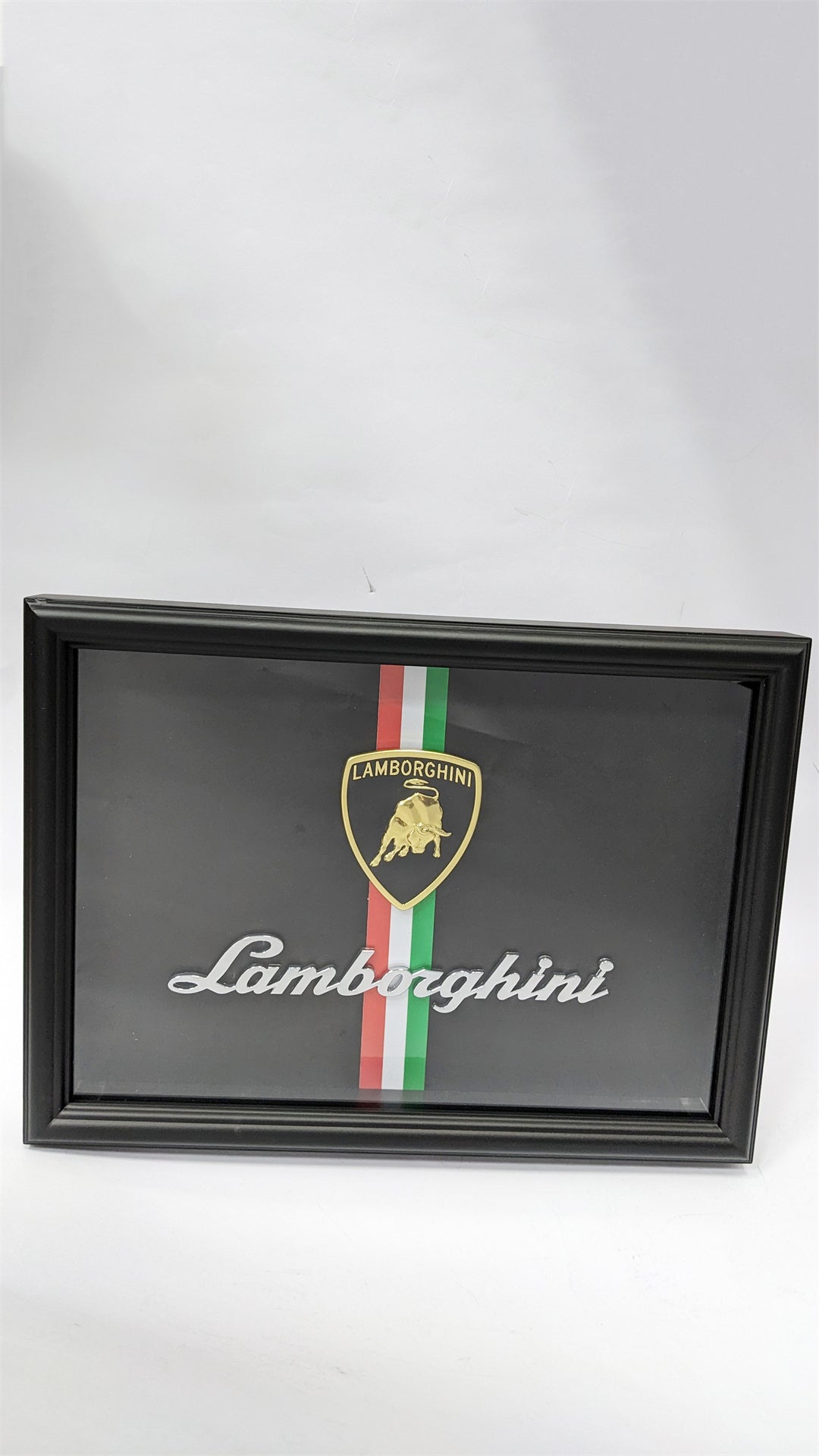 Lamborghini Emblem Wooden Glass Frame – Luxury Automotive Display Factory