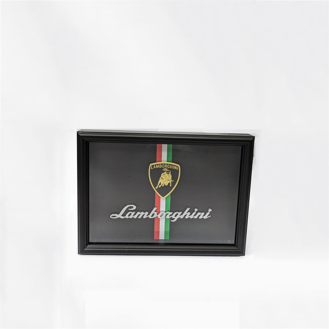 Lamborghini Emblem Wooden Glass Frame – Luxury Automotive Display Factory