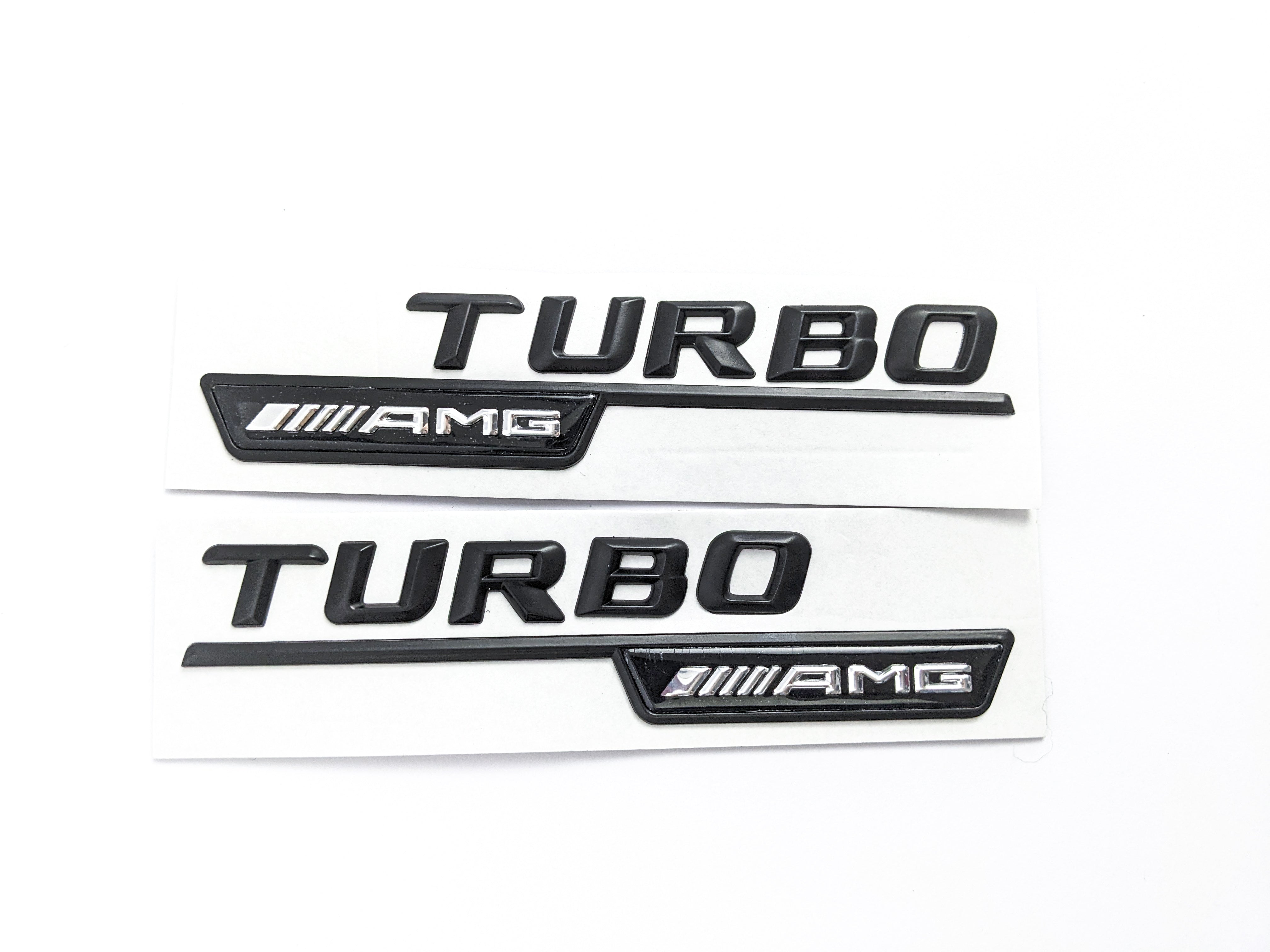 Mercedes Benz Gloss Black TURBO AMG Letters Emblem Badges Italiaspares