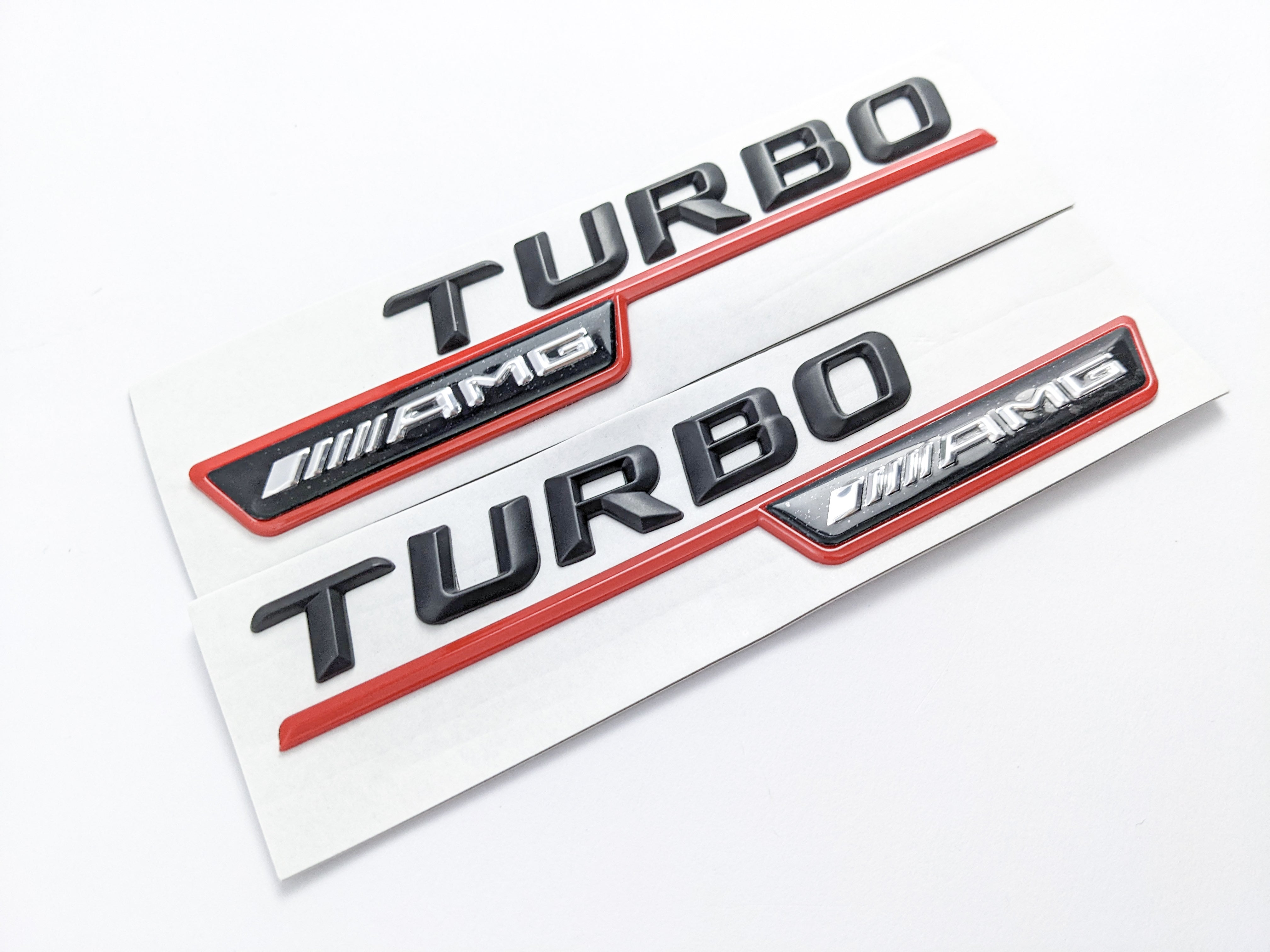 Mercedes Benz Gloss Black Red TURBO AMG Letters Emblem Badges Italiaspares