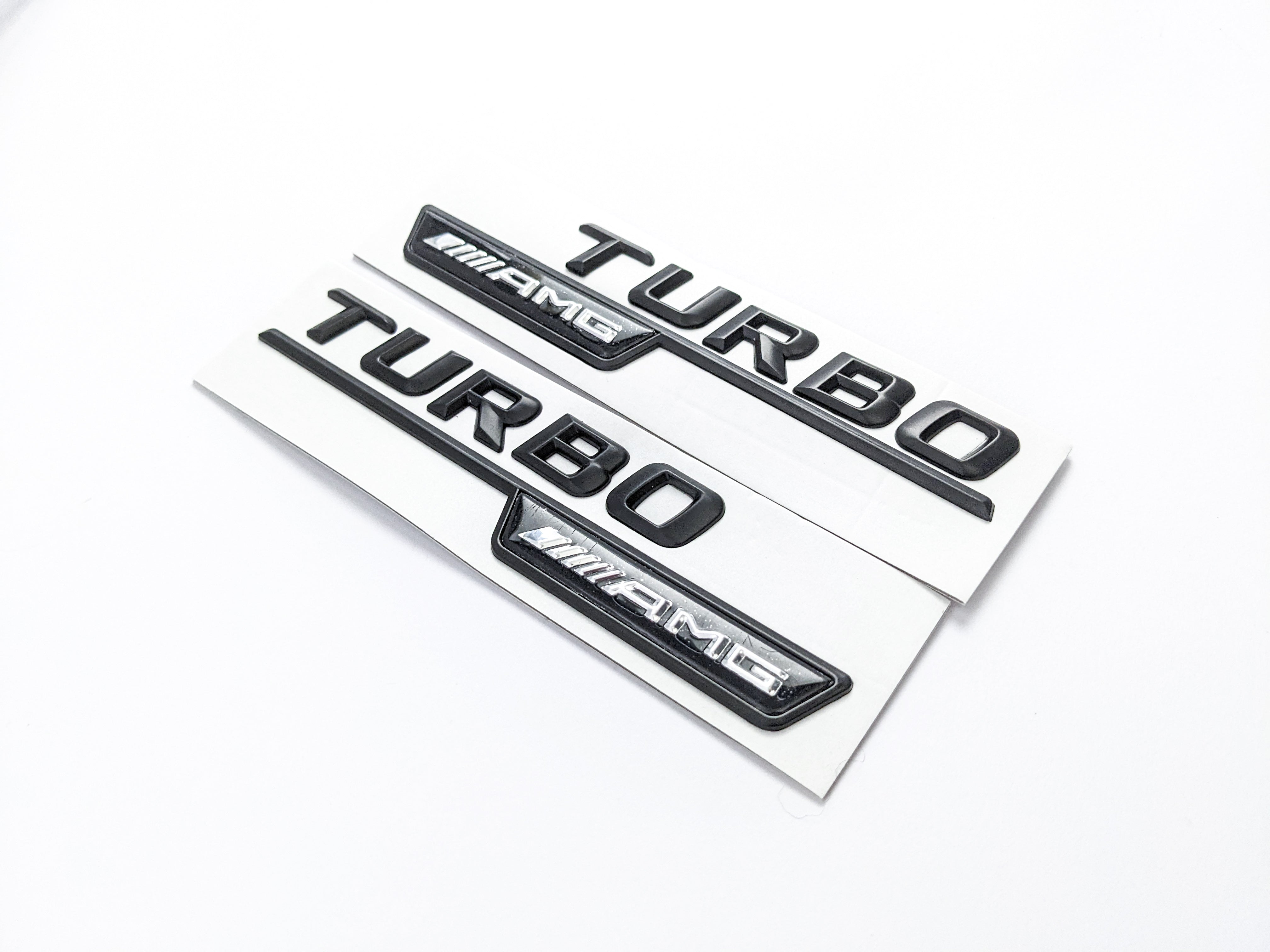Mercedes Benz Gloss Black TURBO AMG Letters Emblem Badges Italiaspares