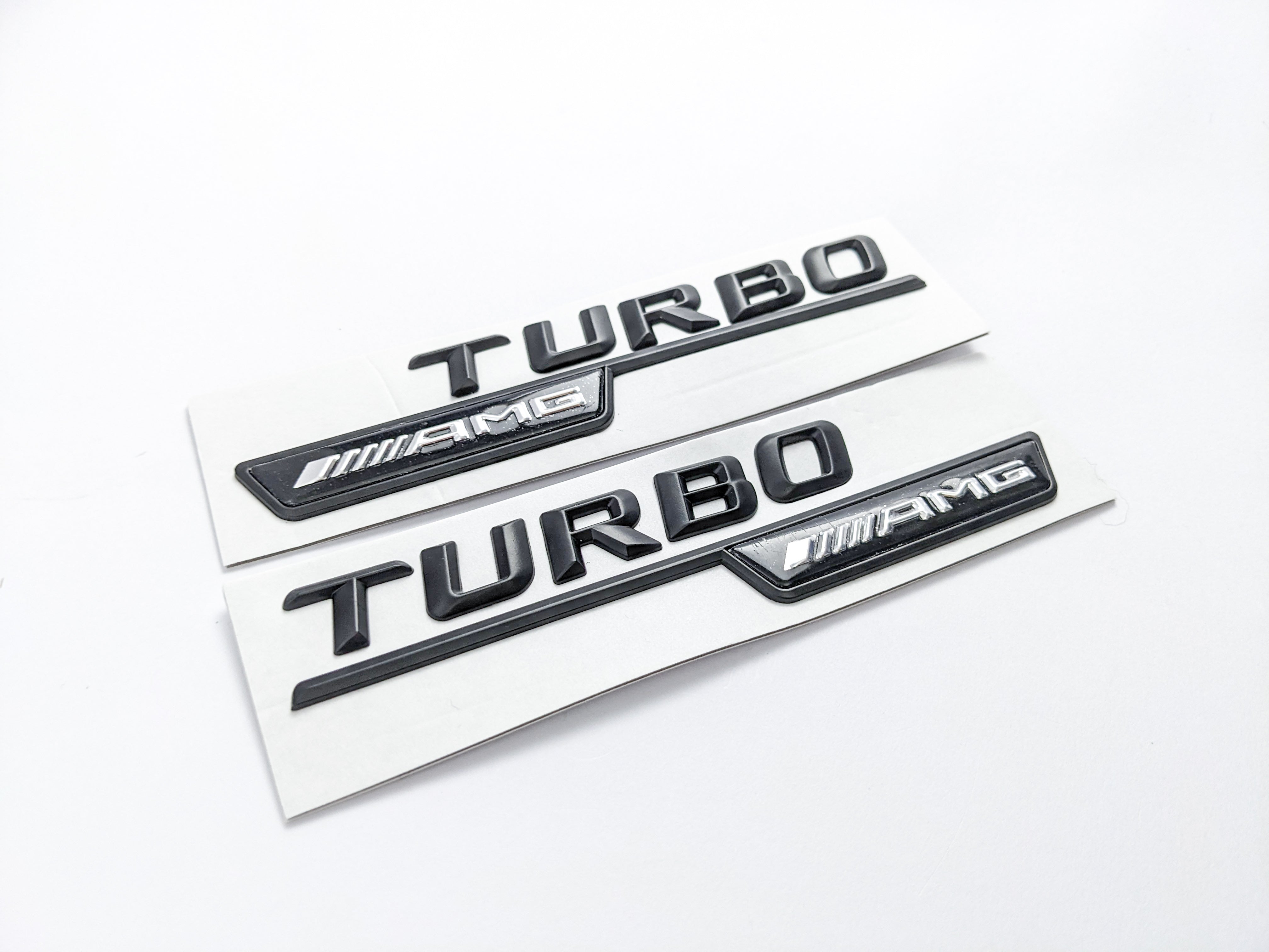 Mercedes Benz Gloss Black TURBO AMG Letters Emblem Badges Italiaspares