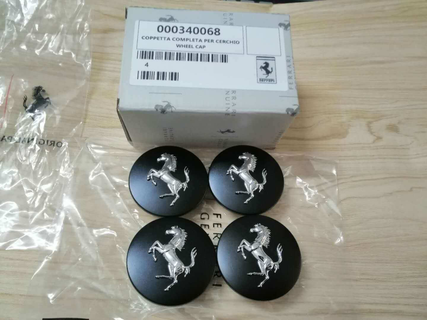 Ferrari 430 458 California Centre Wheel Caps Set Matte Black Italiaspares