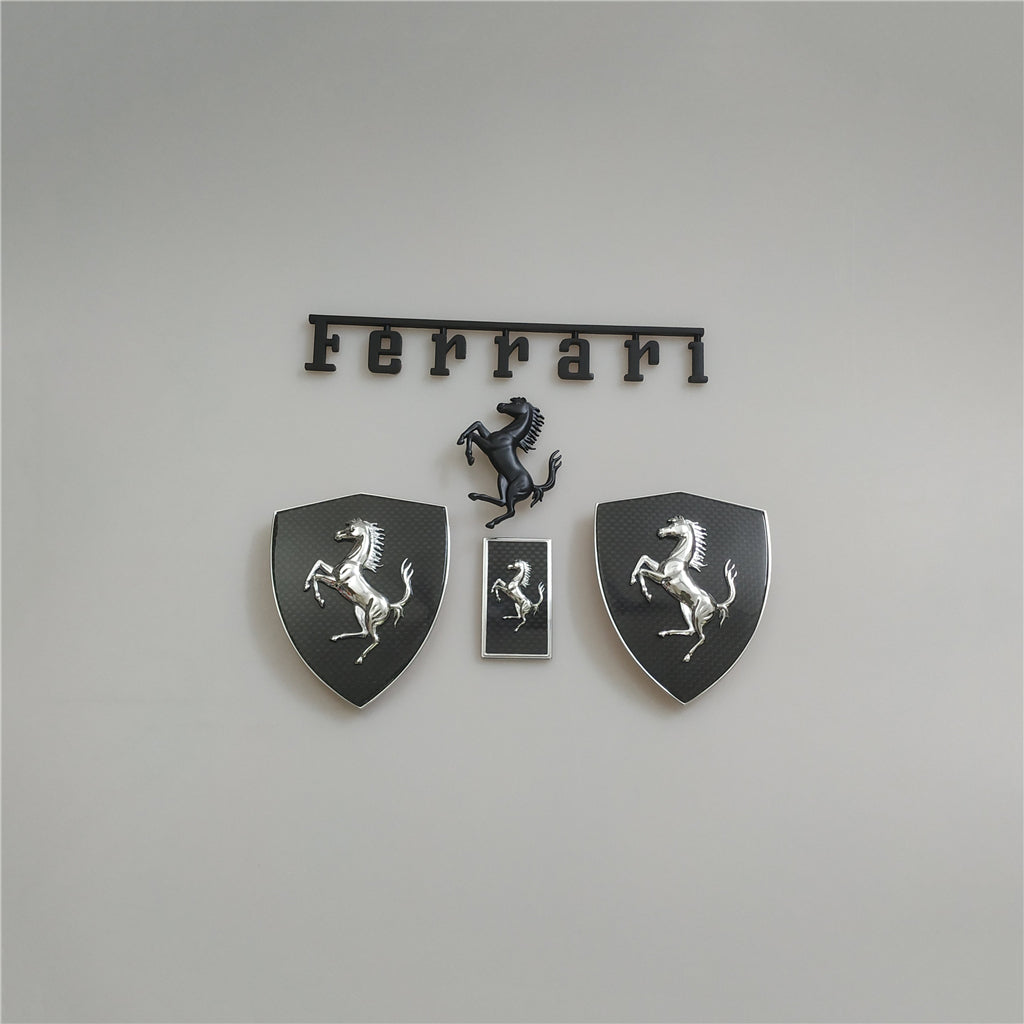 Ferrari F8 Spider&Tributo Carbon Fiber Fender Shield Rear Horse Badge Script Kit Italiaspares