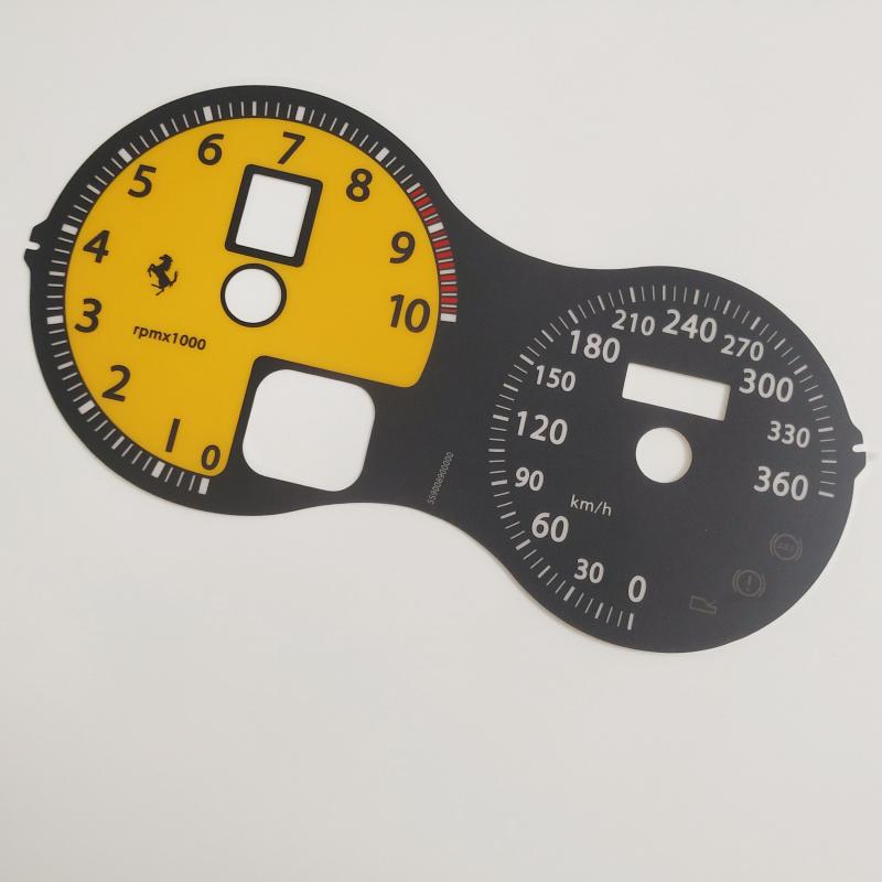 Ferrari F430 & F430 Spider Instrument Cluster PLATE Km/h Yellow Color Italiaspares